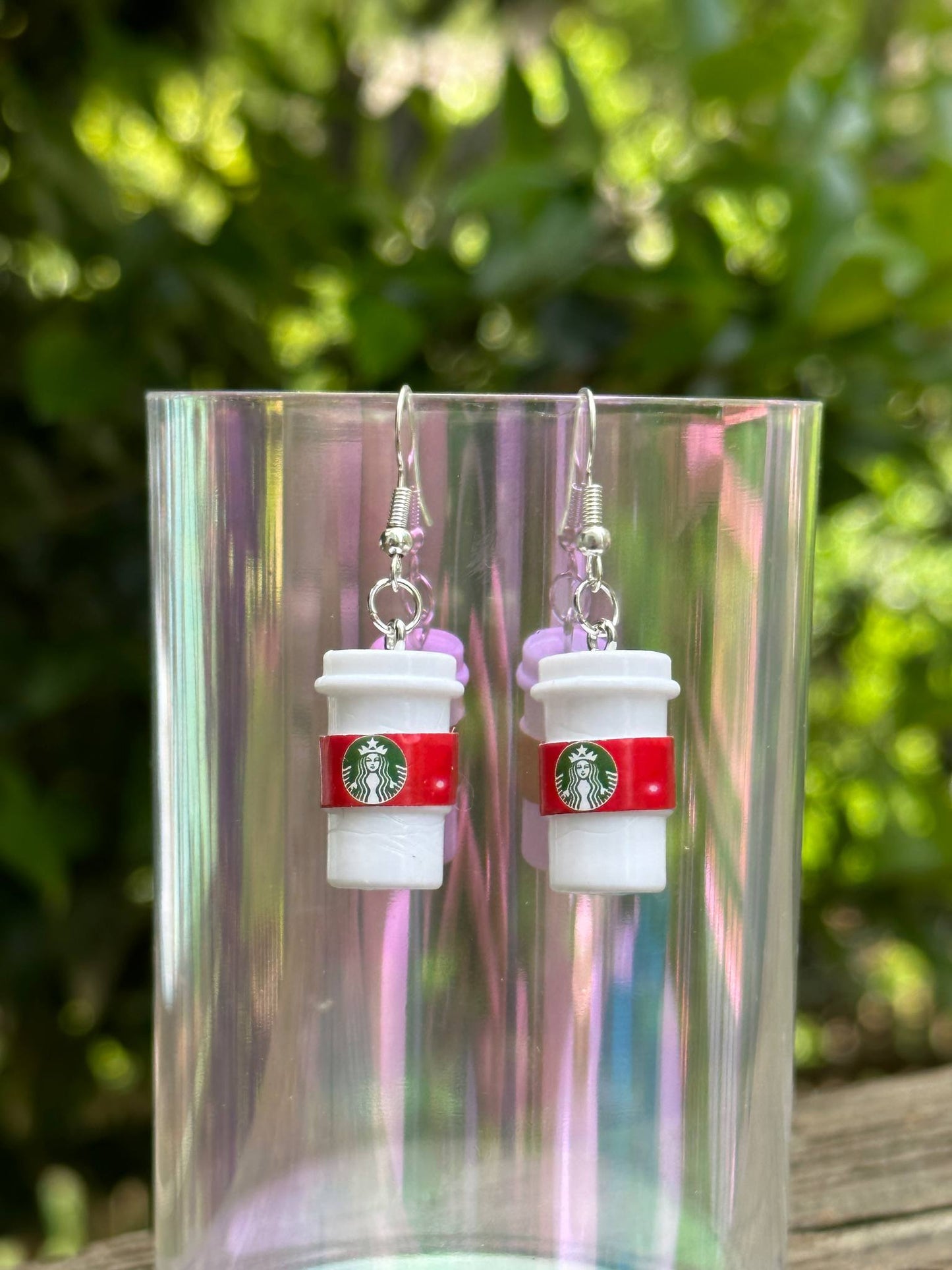 mini Starbucks coffee cup earrings resin handmade gift for coffee lovers