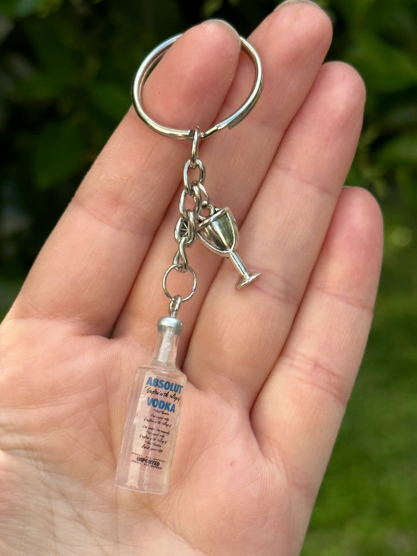 mini absolut vodka keychain with cocktail glass charm fun gift for vodka lovers