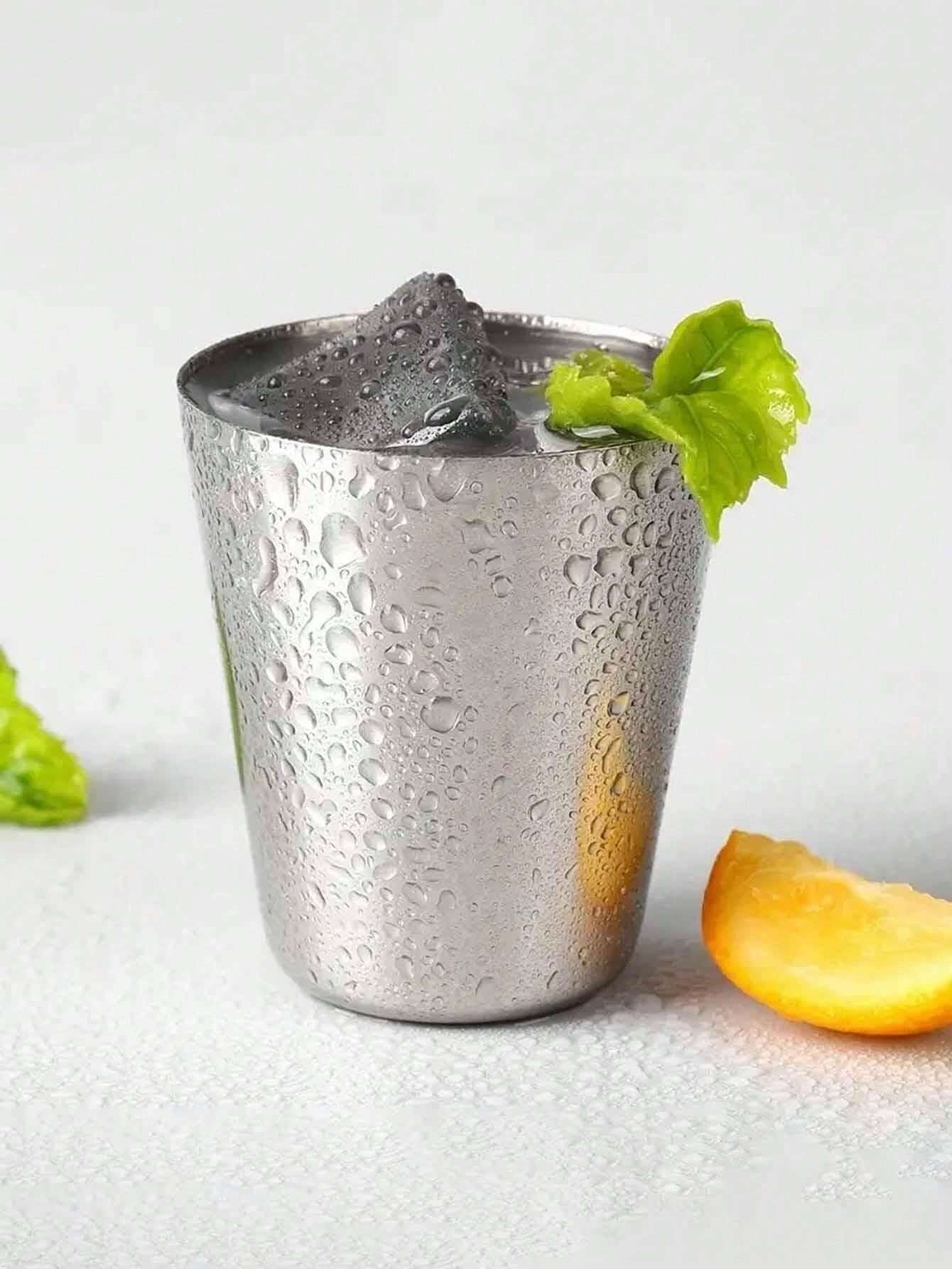Mini Stainless Steel Cups shot 5 pcs Set ( 4 cups and 1 bag container )