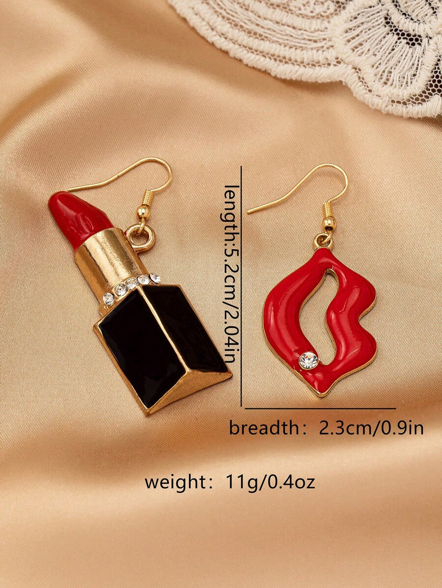 lips and lipstick earrings for women fun bold statement accessory