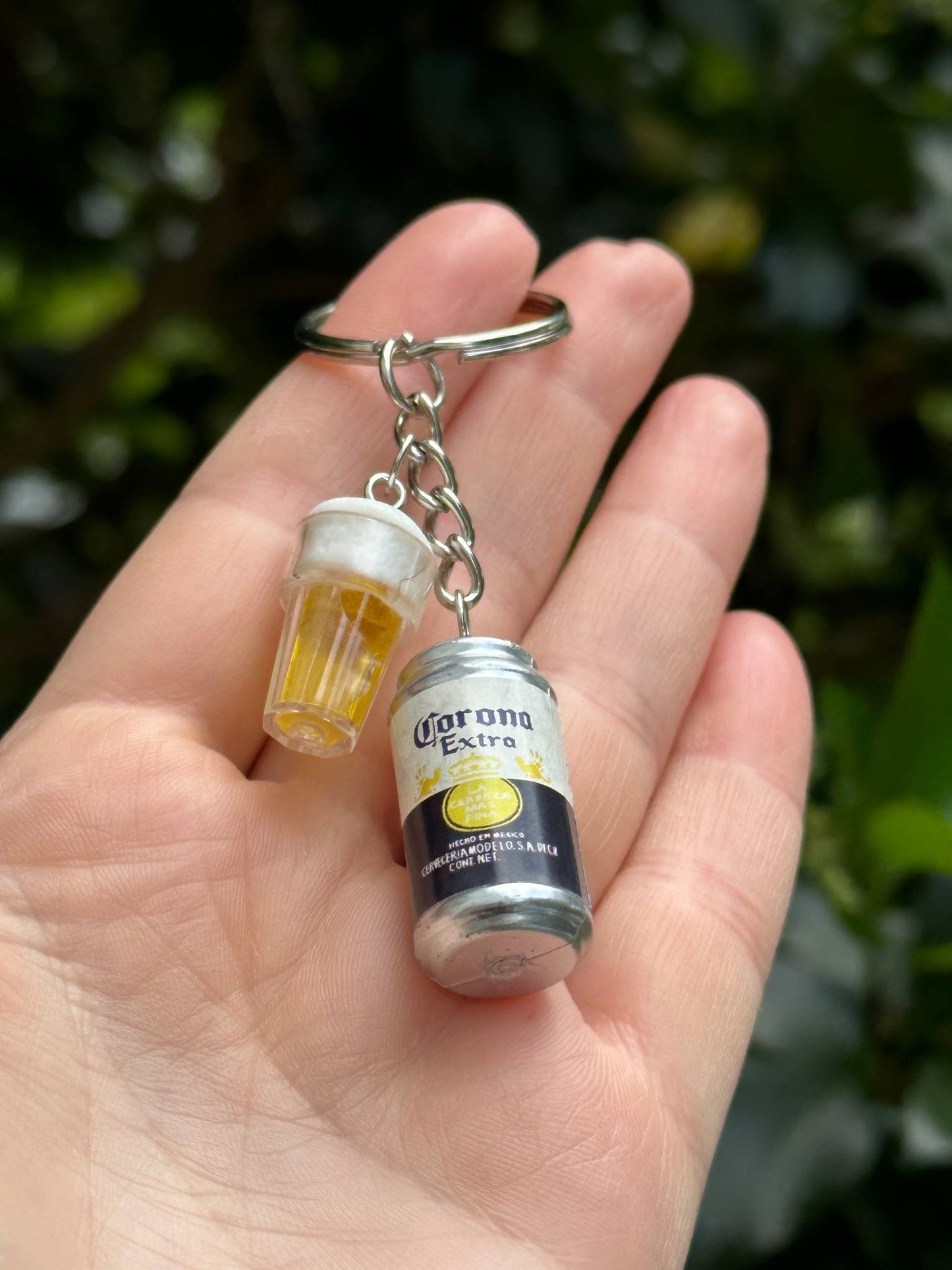 corona beer can keychain with beer cup charm gift for beer lovers