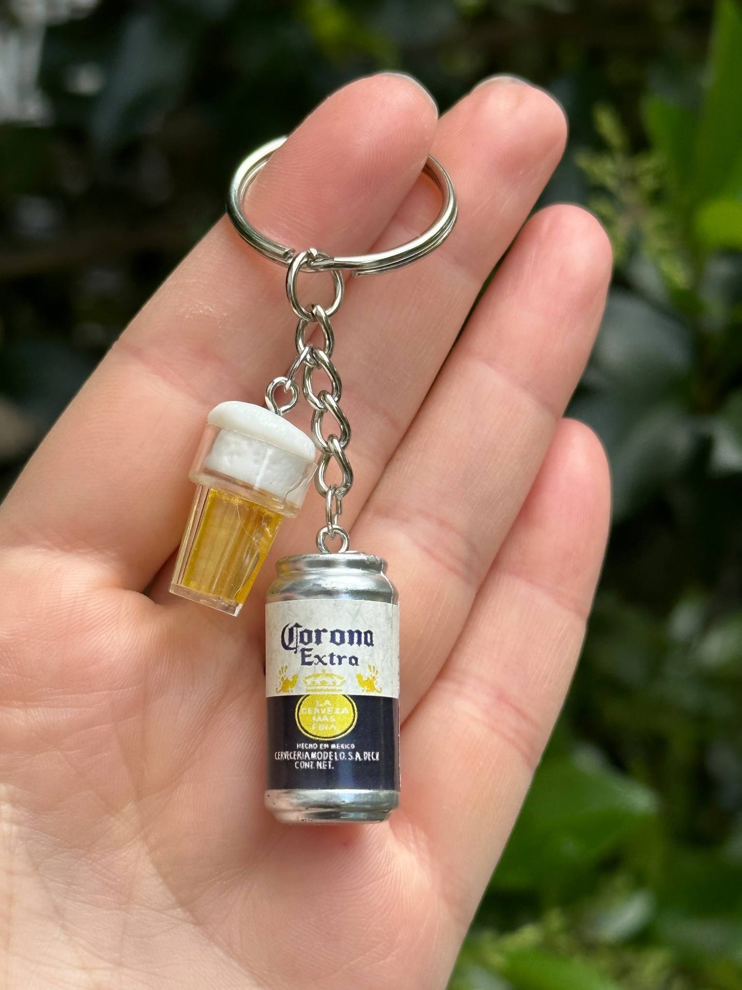 corona beer can keychain with beer cup charm gift for beer lovers