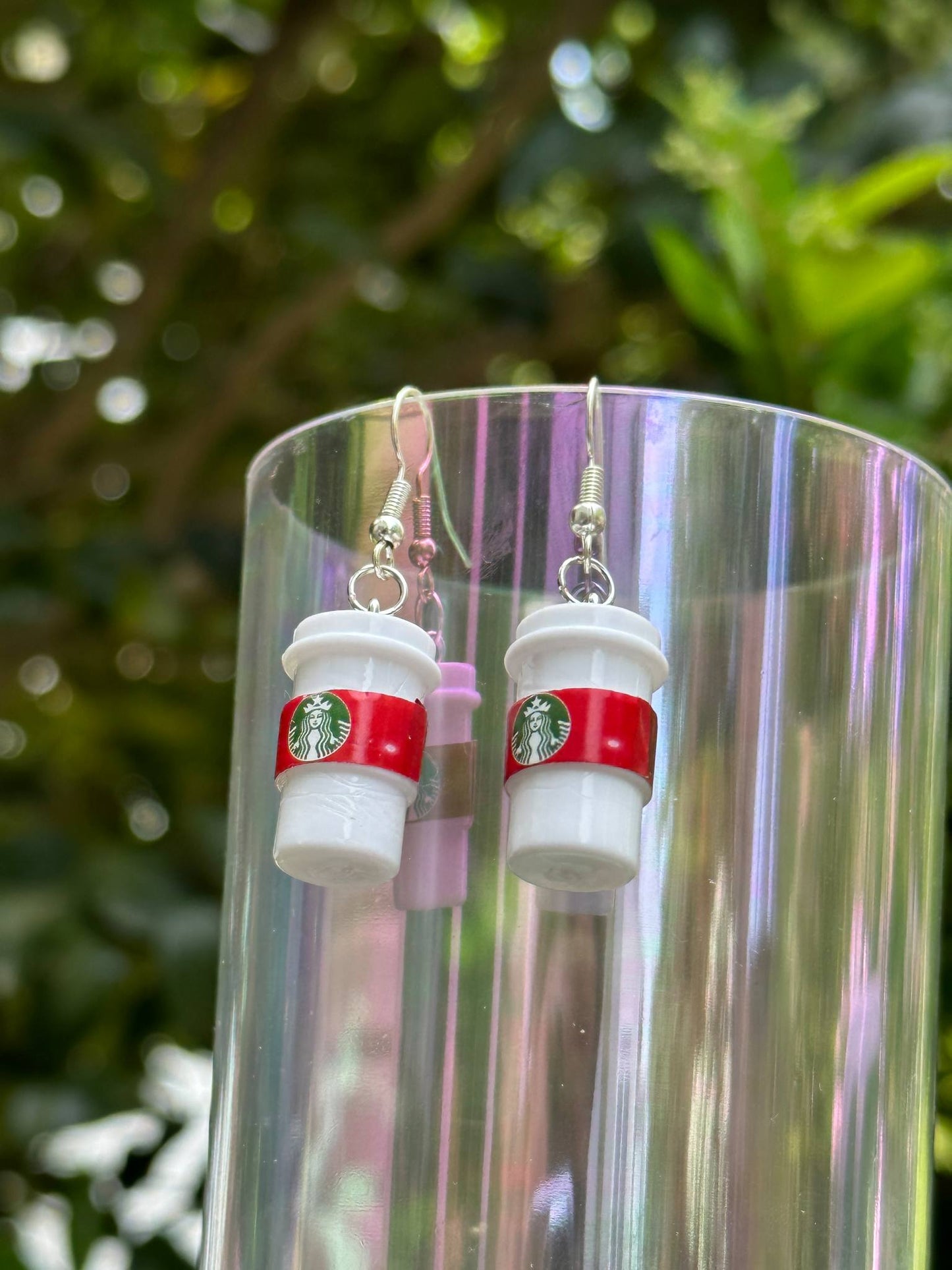 mini Starbucks coffee cup earrings resin handmade gift for coffee lovers
