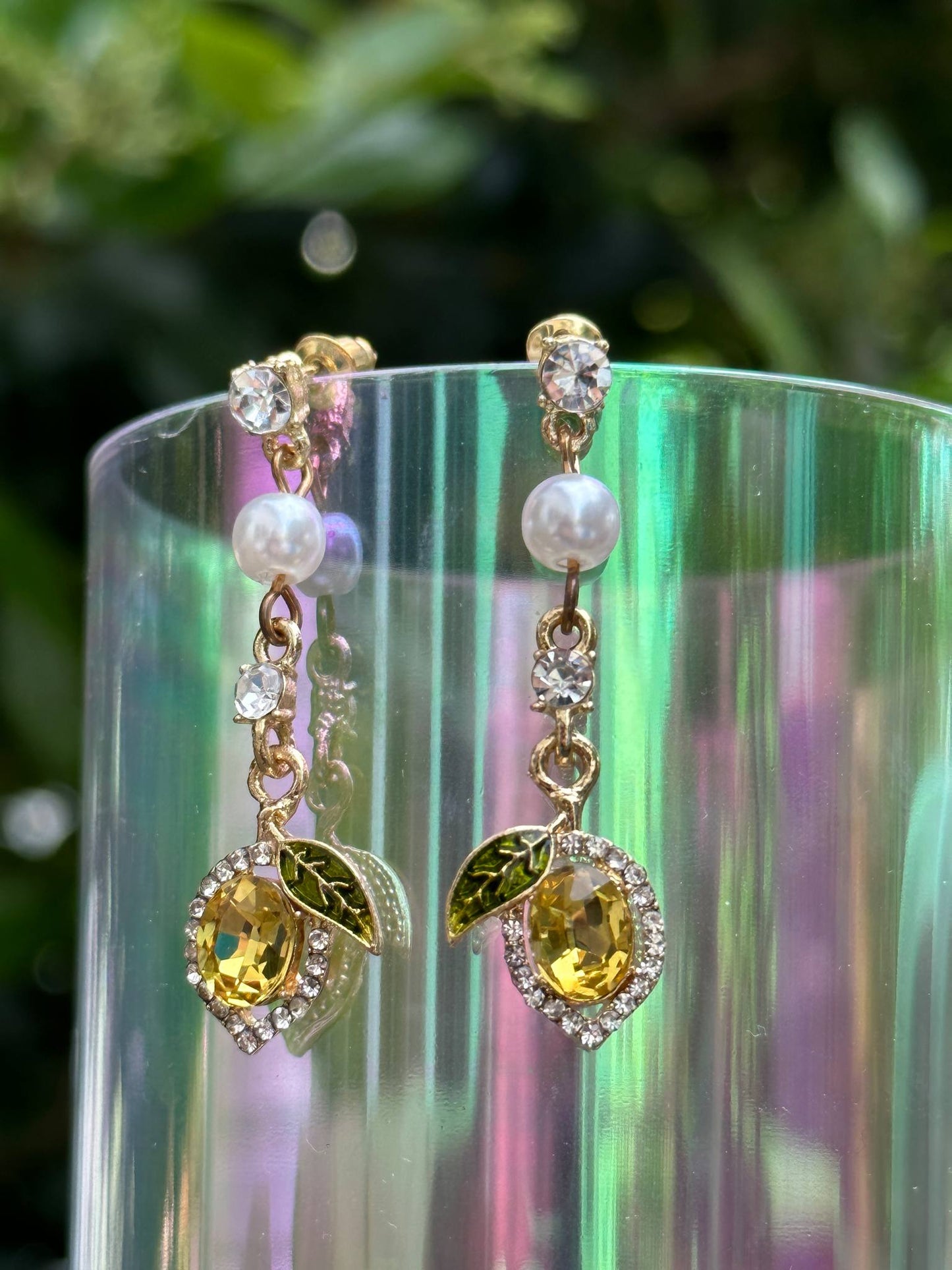 luxury lemon rhinestone earrings for women unique statement jewelry