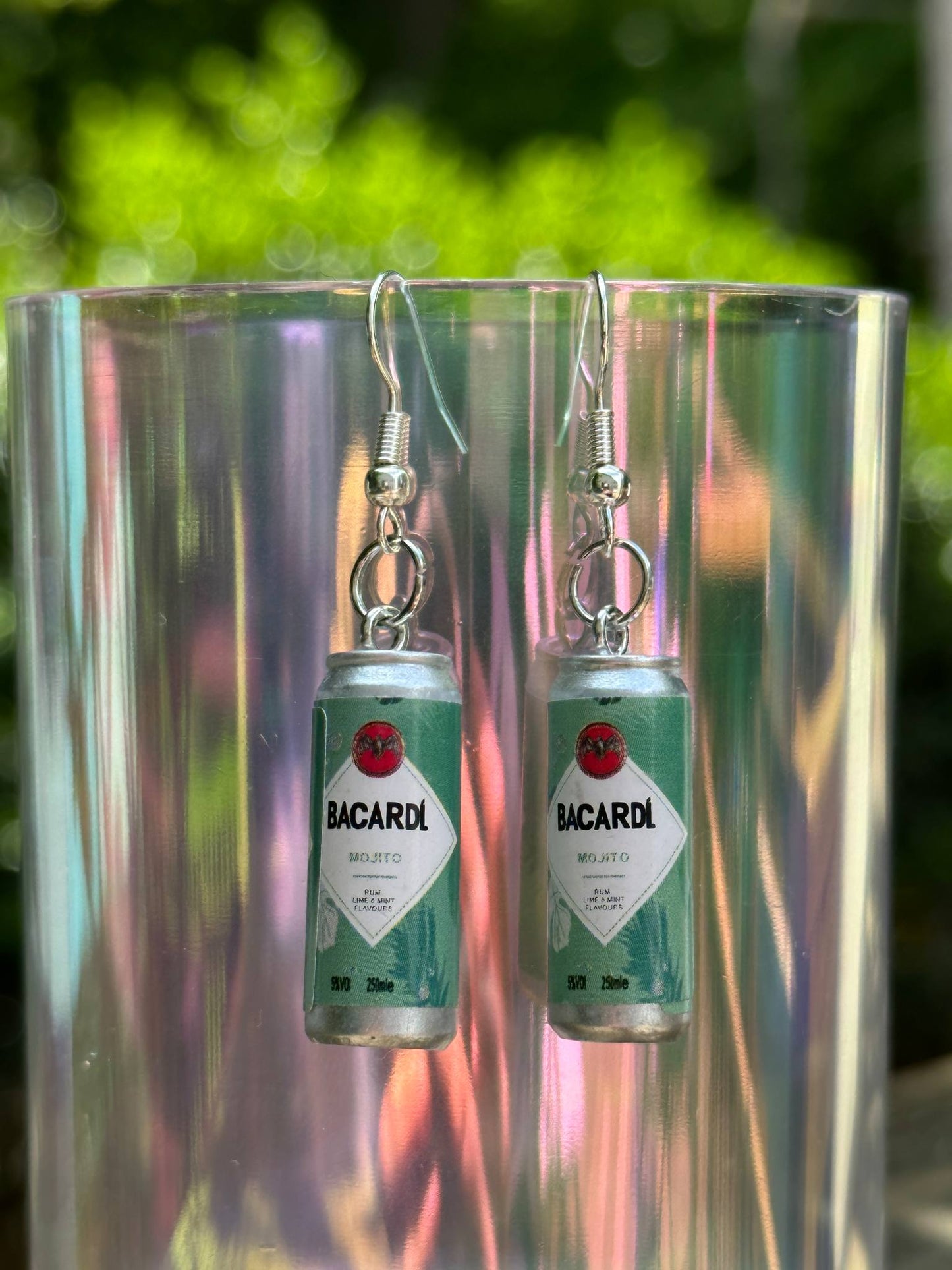 bacardi can earrings liquor-themed fun party jewelry for women