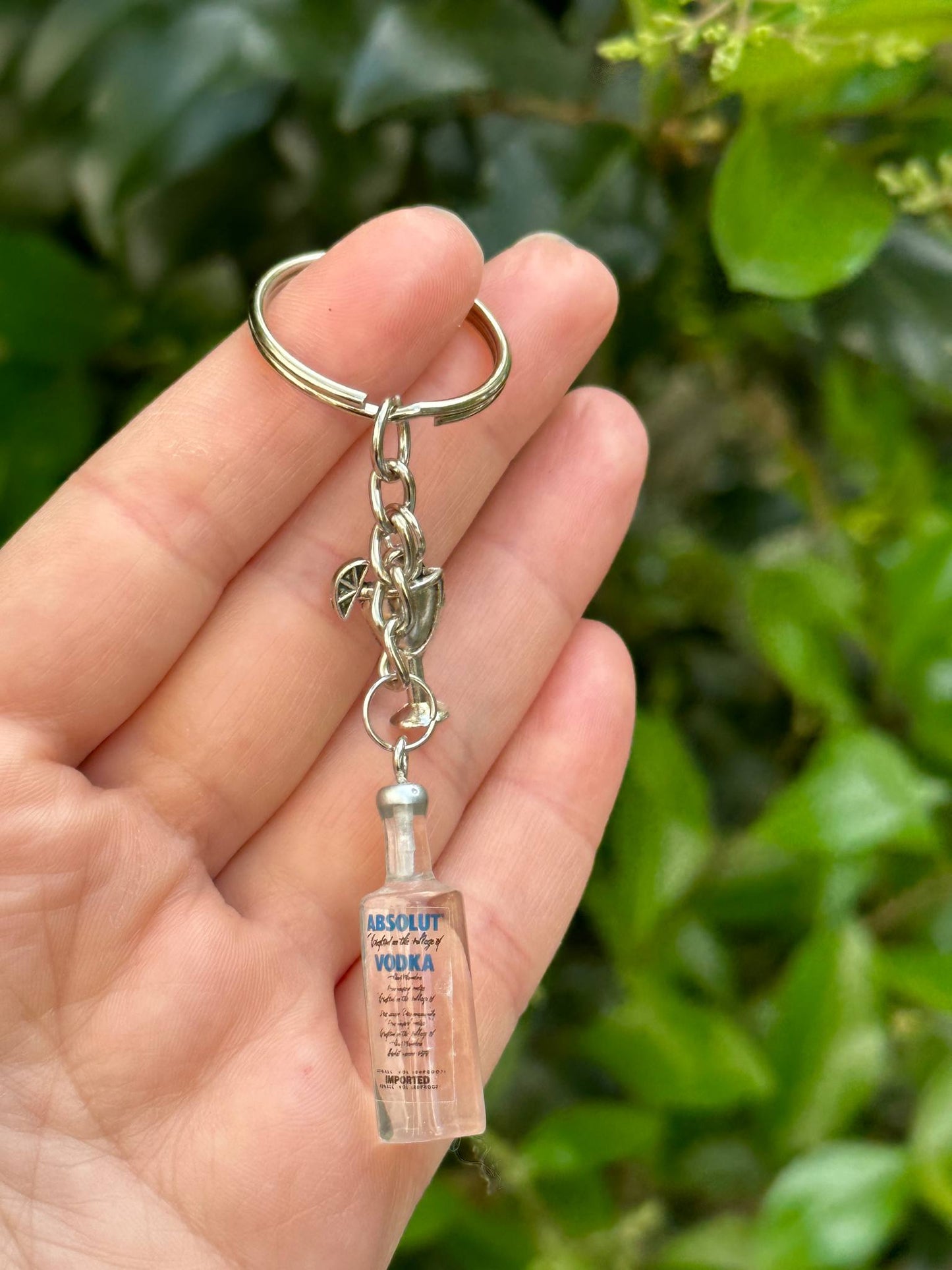 mini absolut vodka keychain with cocktail glass charm fun gift for vodka lovers