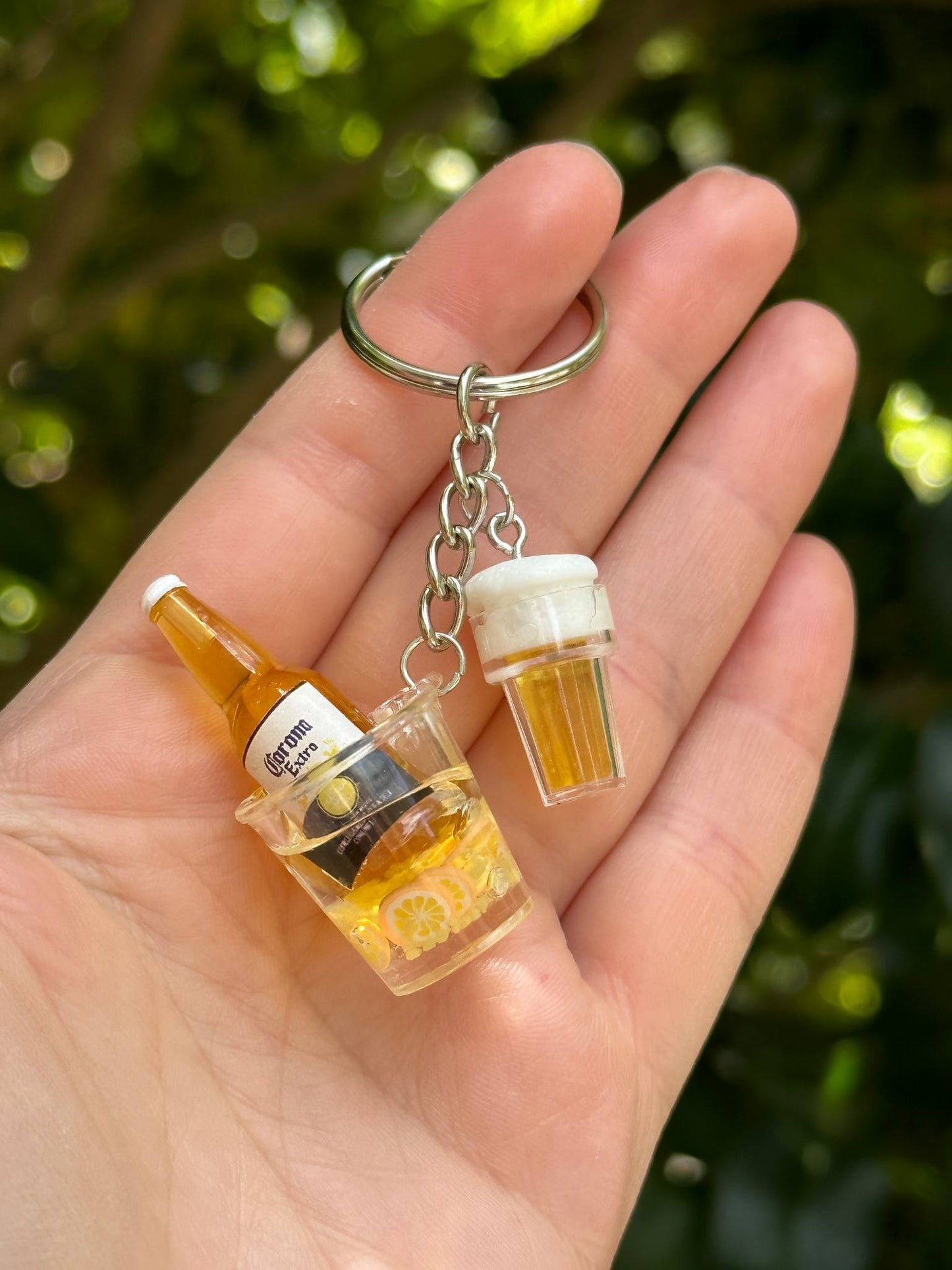 mini beer bucket keychain with cup beer drink charms gift for beer lovers
