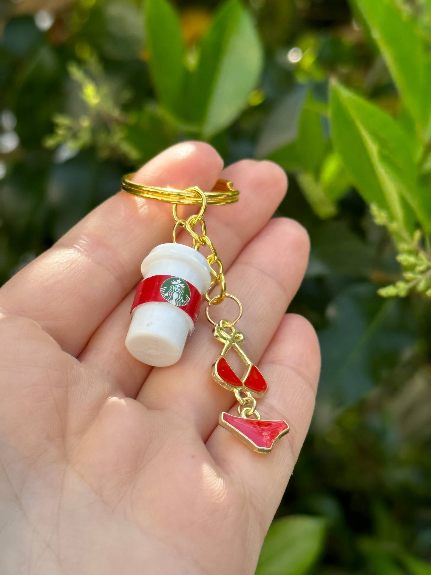 coffee cup keychain with red bikini charm starbucks inspired fun gift