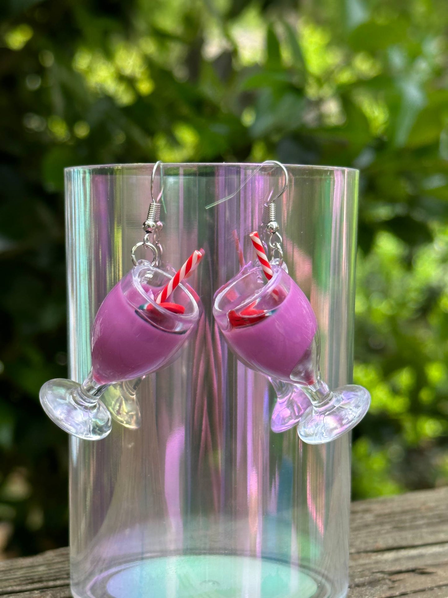 cocktail drink earrings fun lemon slice quirky statement jewelry