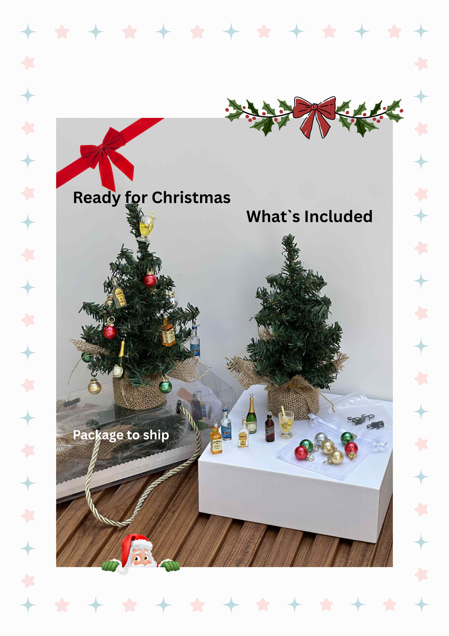 Mini Christmas Tree with Happy Hour Ornaments - Style 0185