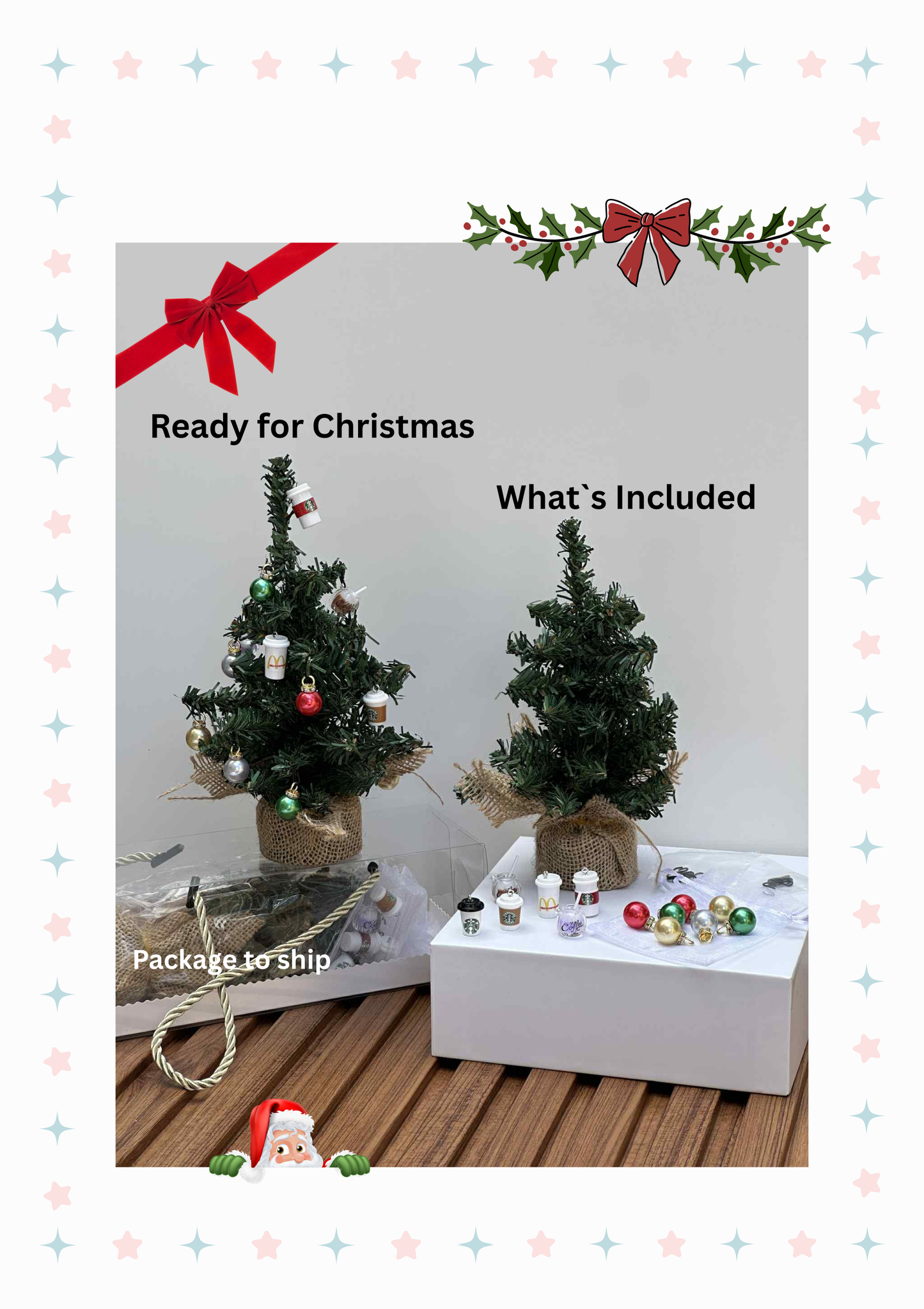 Mini Christmas Tree with Happy Hour Ornaments - Style 0187