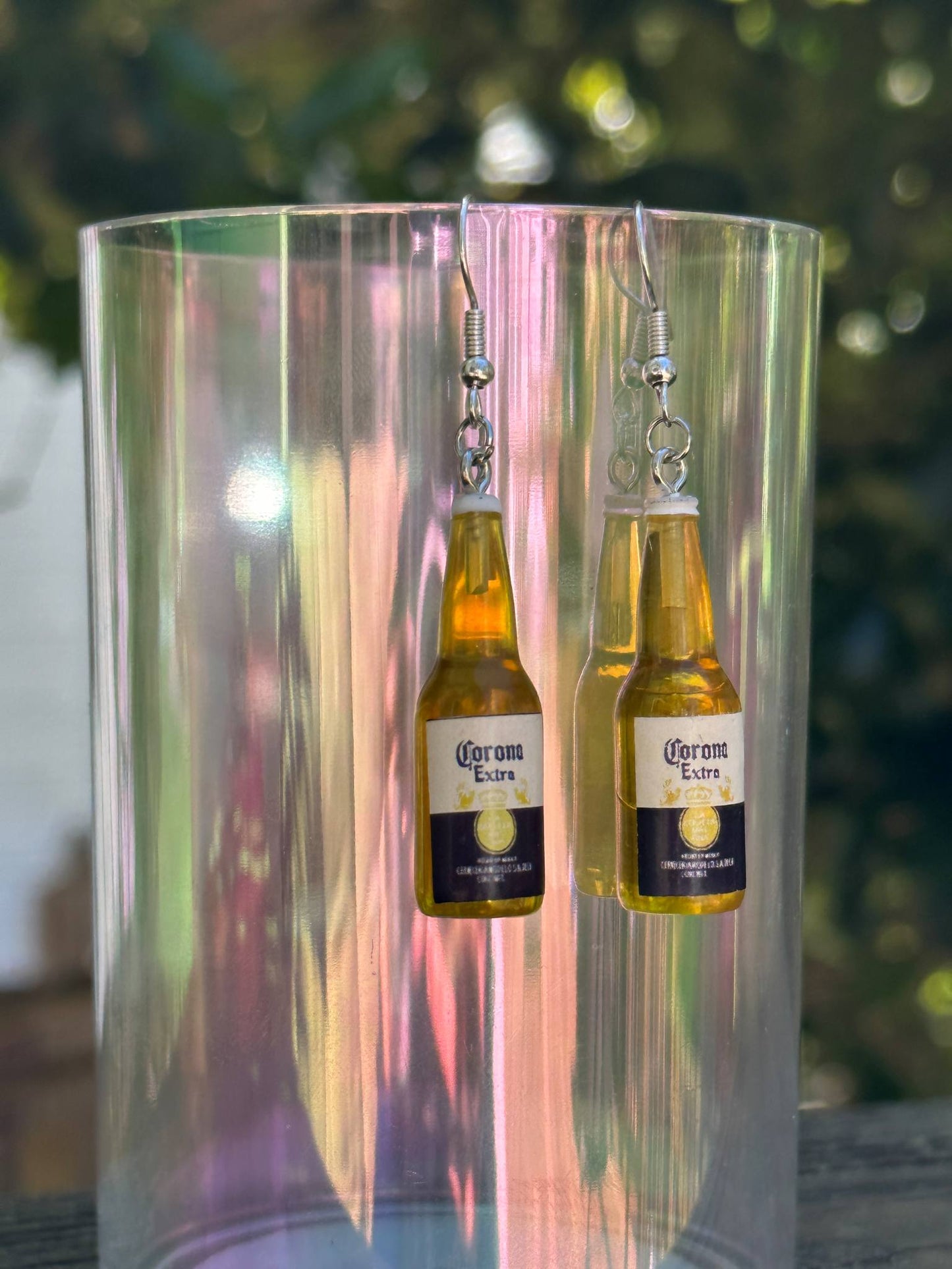 mini beer bottle earrings handmade resin jewelry gift for beer lovers