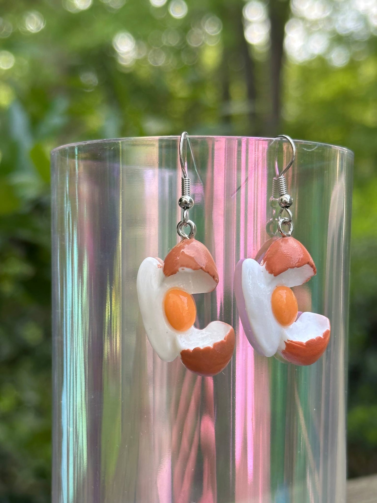 egg drop earrings for women fun polyresin food jewelry quirky style
