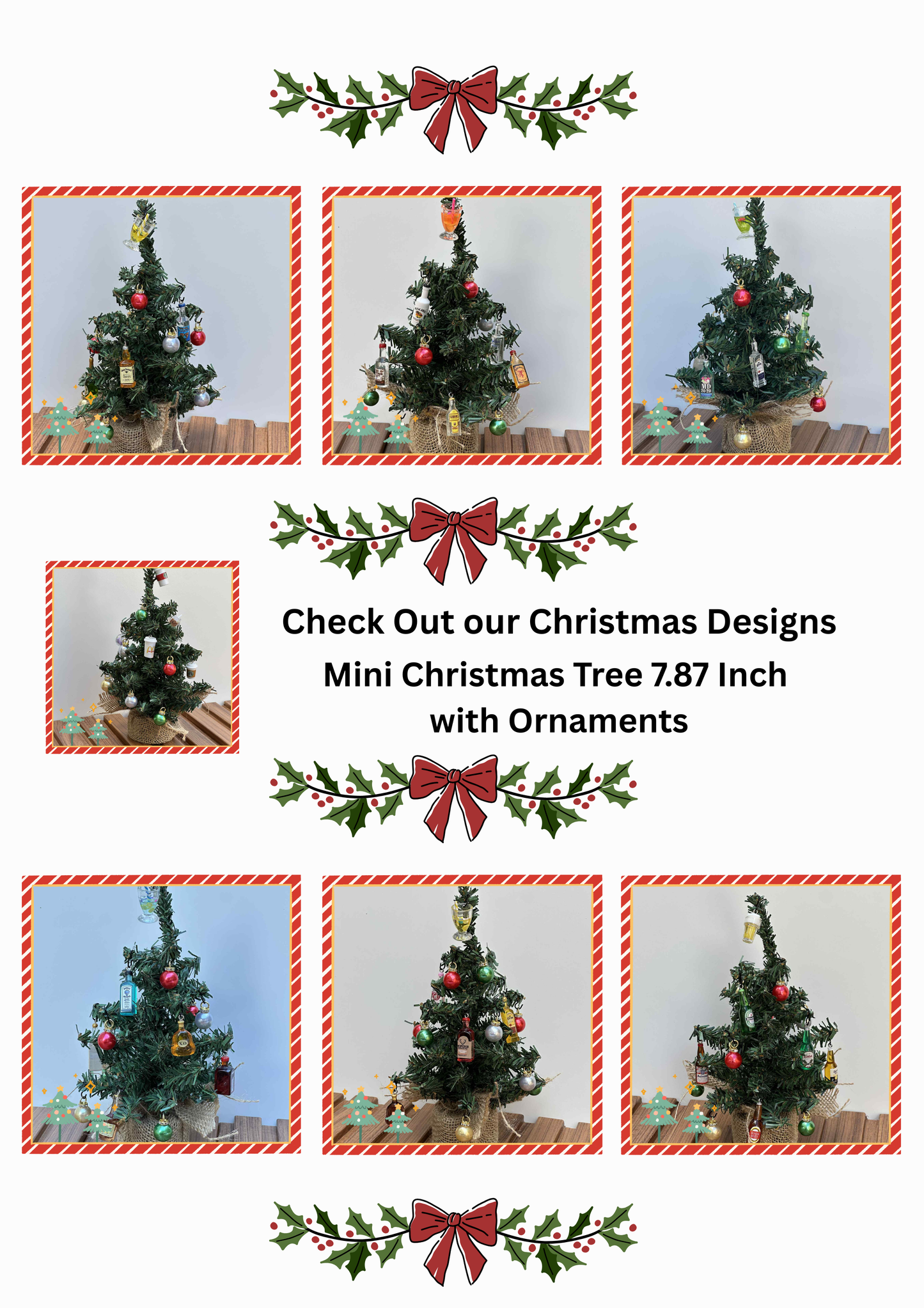 Mini Ugly Christmas Tree with Happy Hour Ornaments - Style 0188