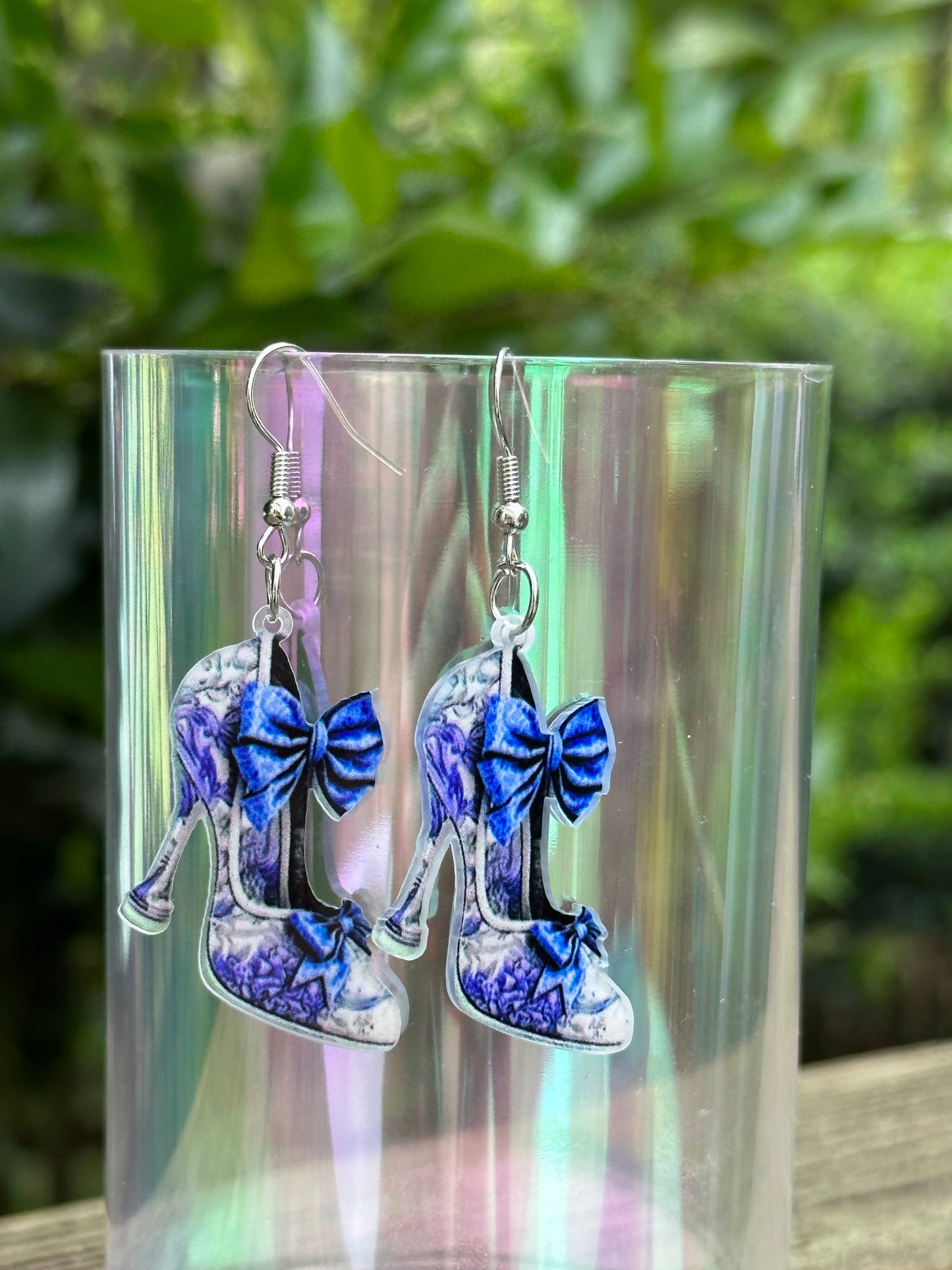 acrylic high heel earrings with bow stylish romantic dangle jewelry