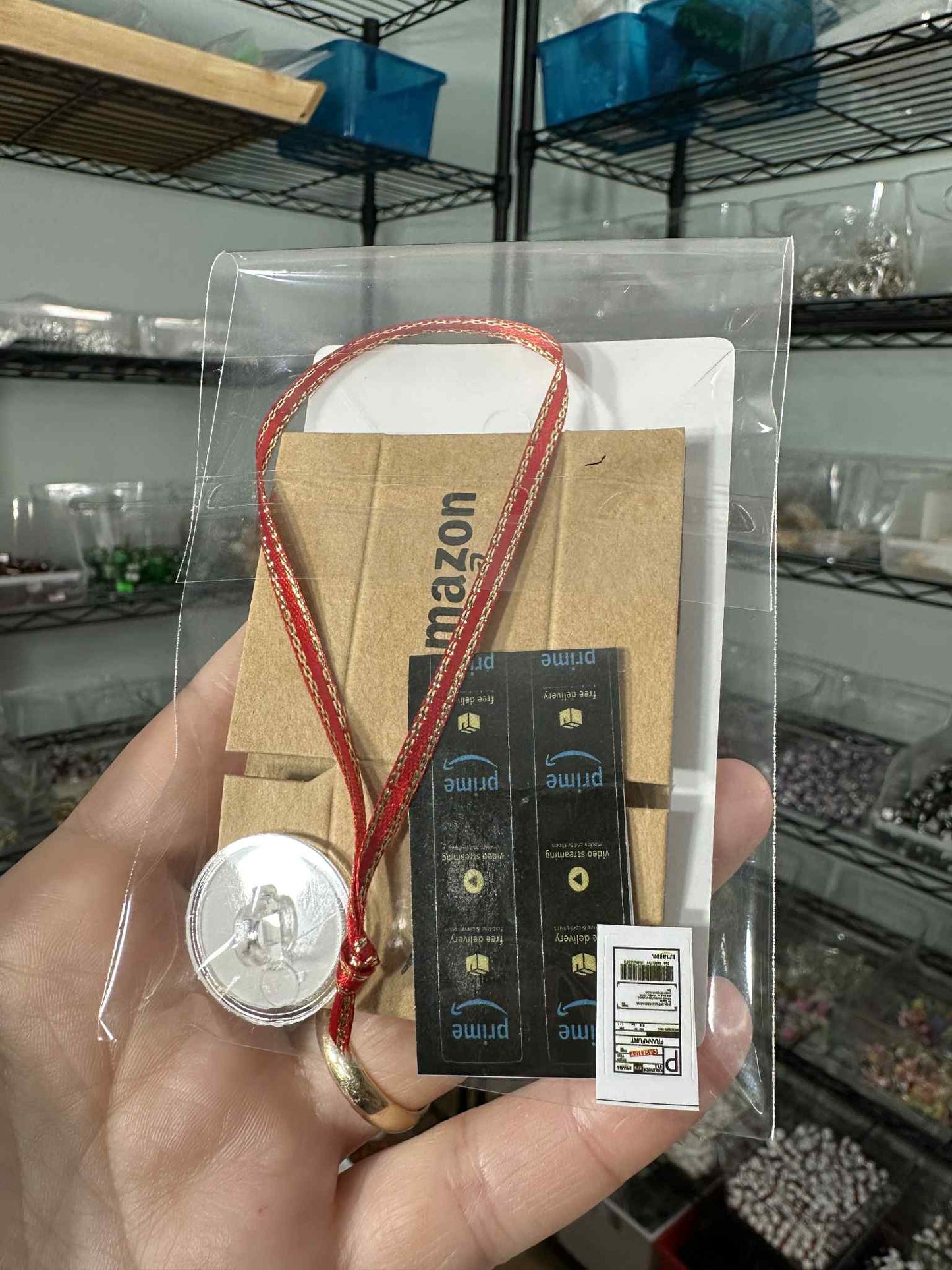 Mini Amazon prime Box Inspired Ornament, perfect for online shopping lovers.