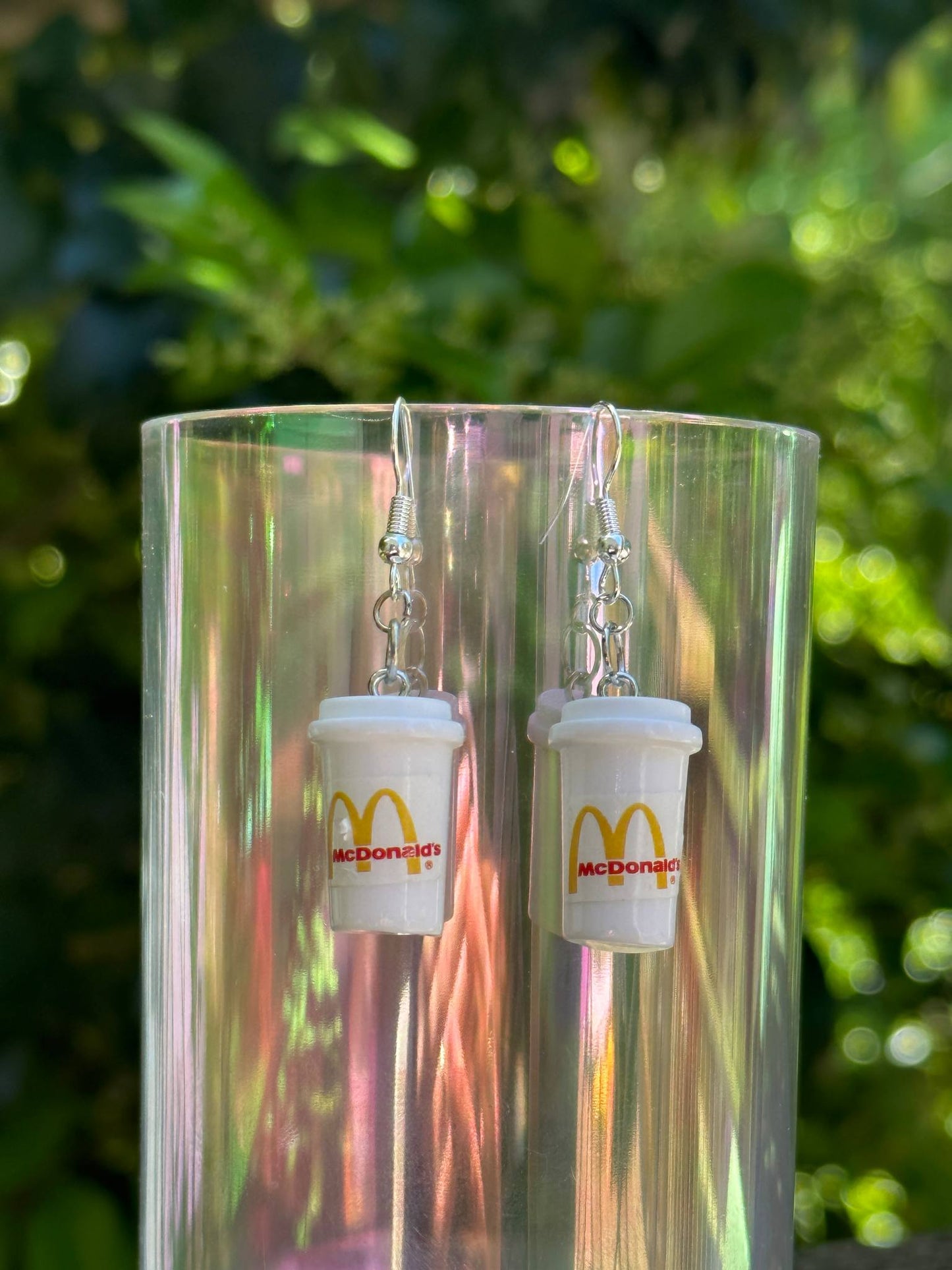 mcdonalds coffee cup earrings handmade fast food themed jewelry gift