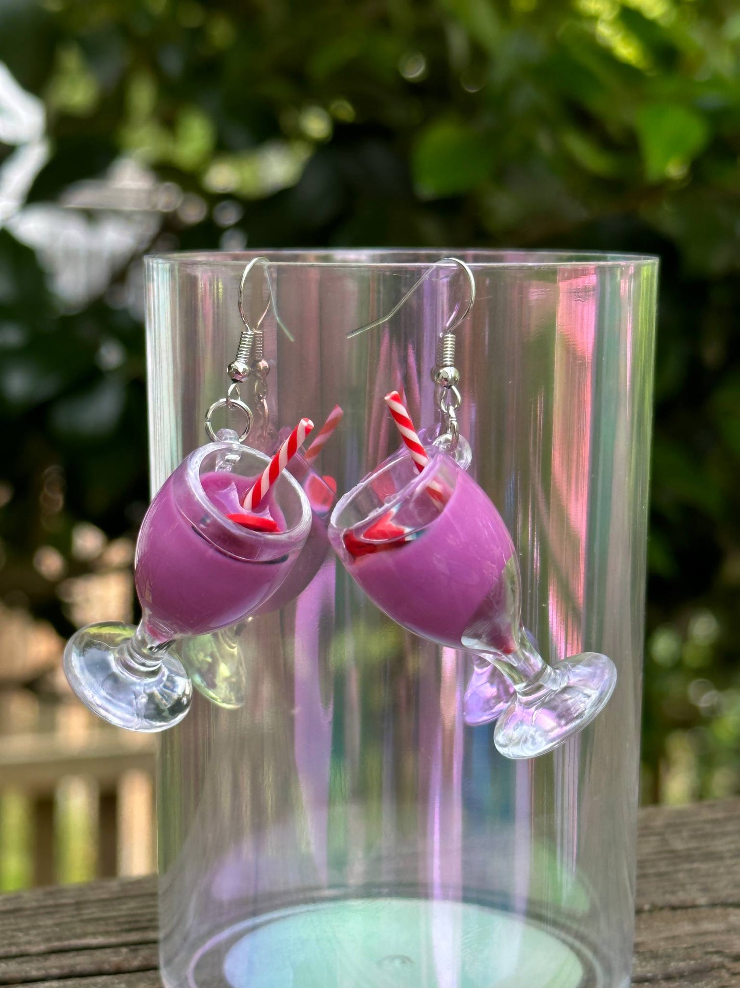 cocktail drink earrings fun lemon slice quirky statement jewelry
