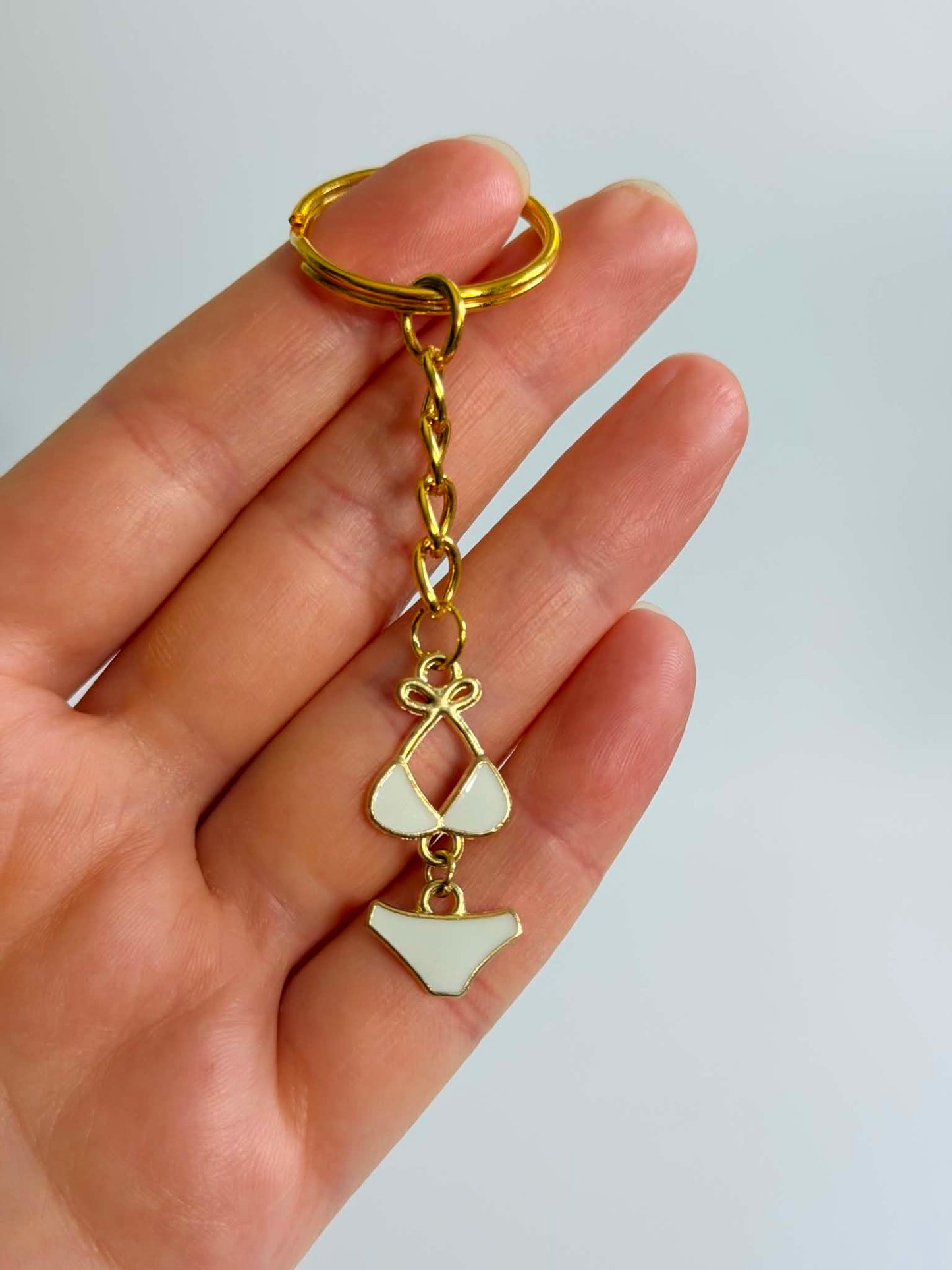 Mini white Bikini design Keychain.