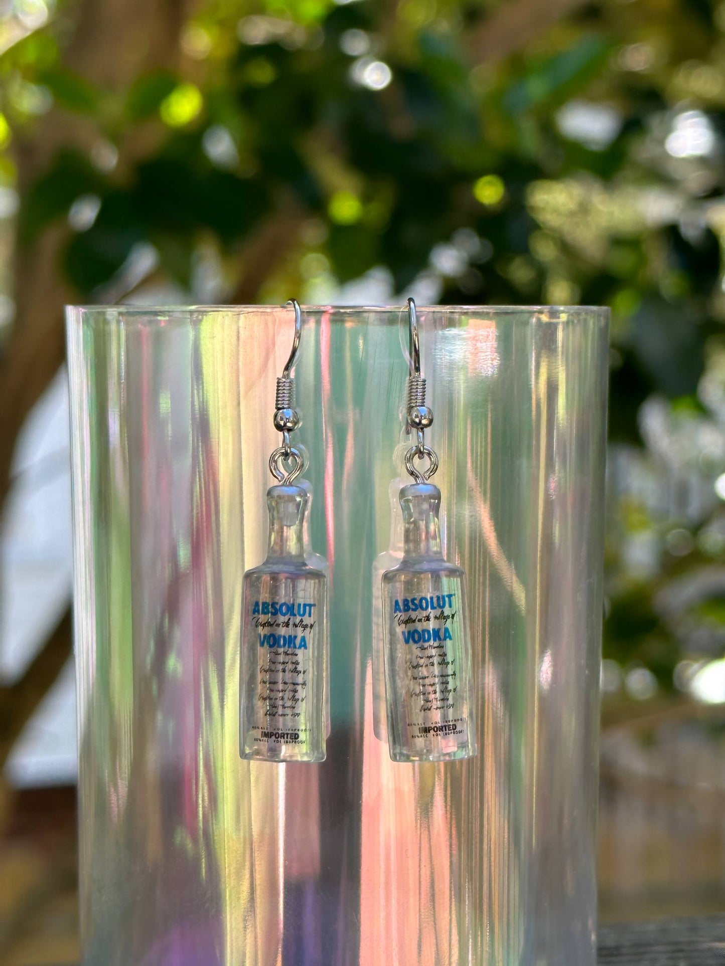 creative transparent vodka bottle earrings resin dangle jewelry for party lovers