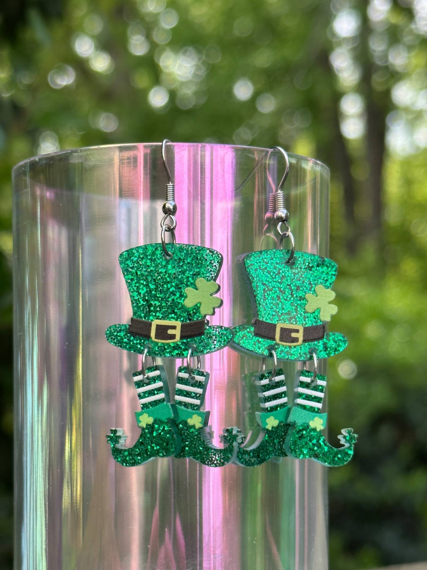 St. Patrick’s Day earrings green shamrock festive holiday jewelry