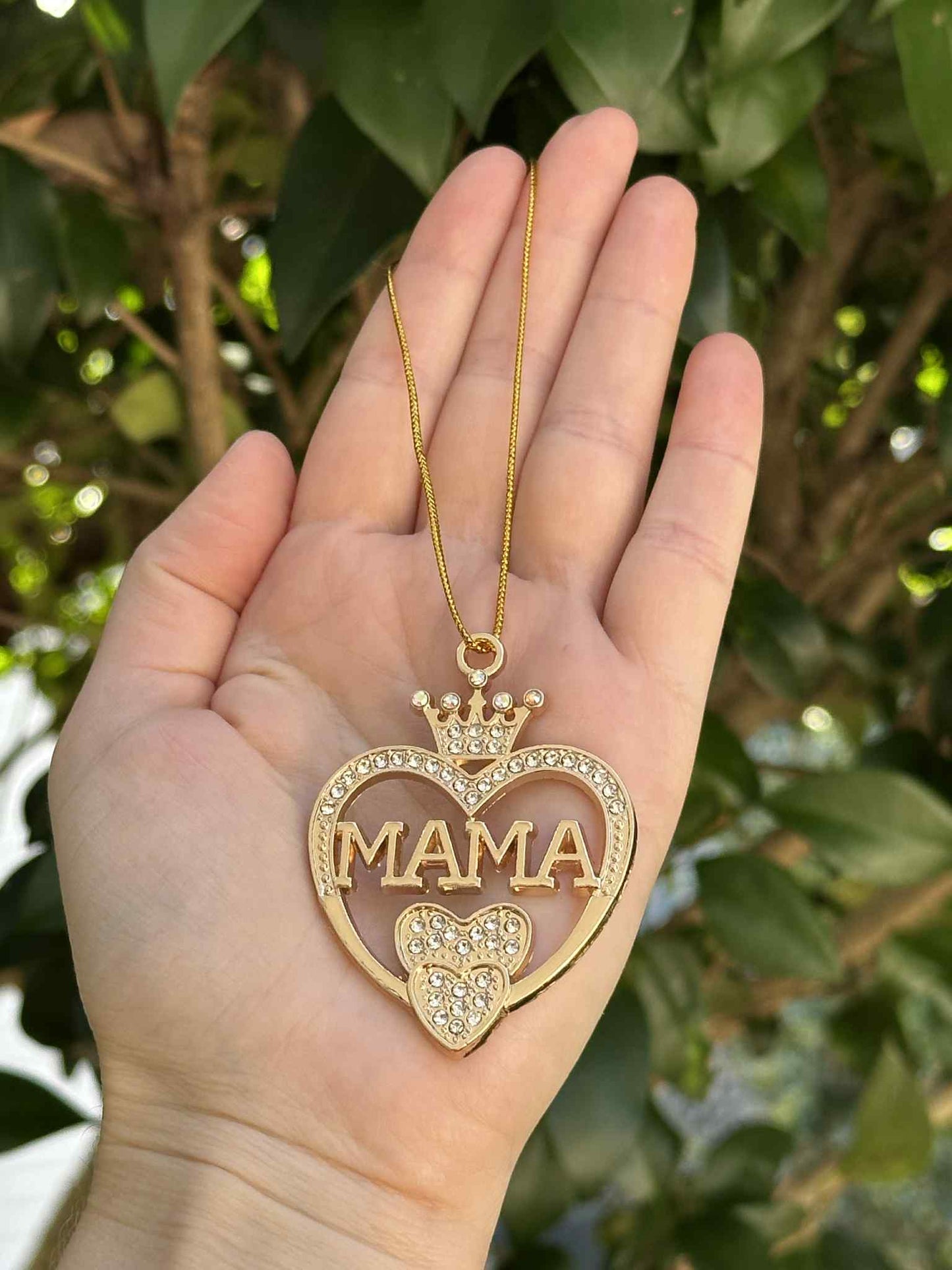 MAMA Christmas Ornament – Gold Heart Design with Rhinestones, Gift for Moms