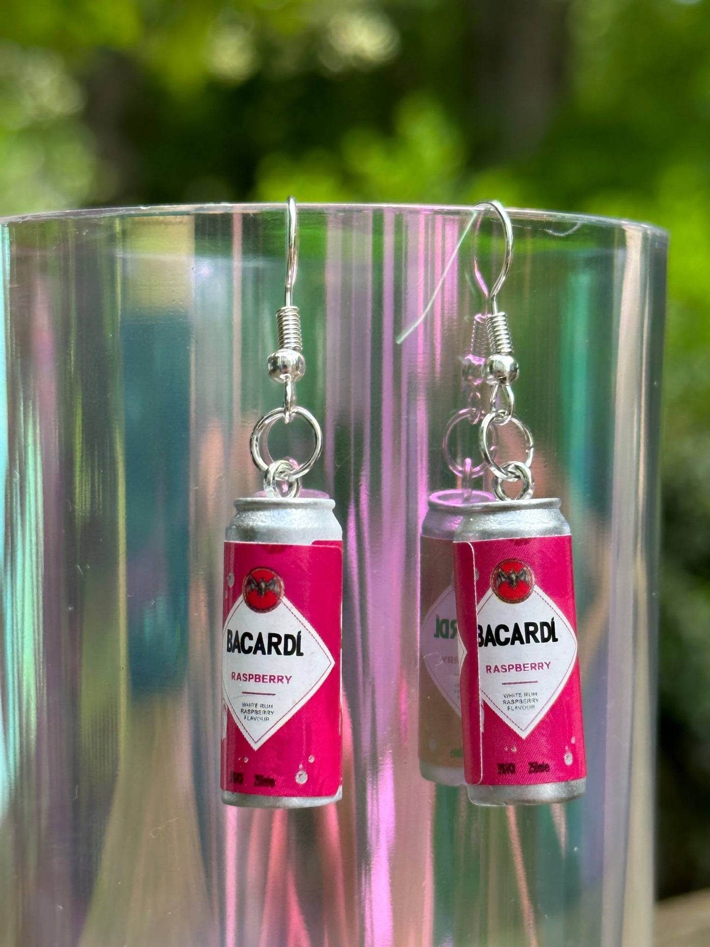 raspberry bacardi can earrings cocktail-themed jewelry gift for women
