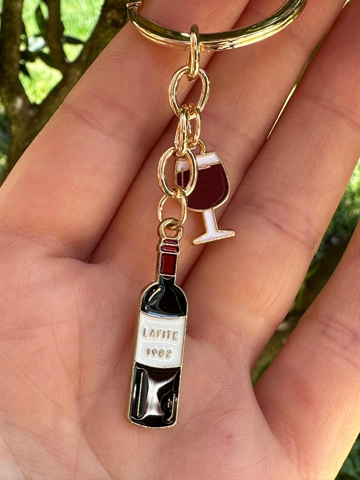 metal wine and glass keychain fun keyring gift for wine lovers