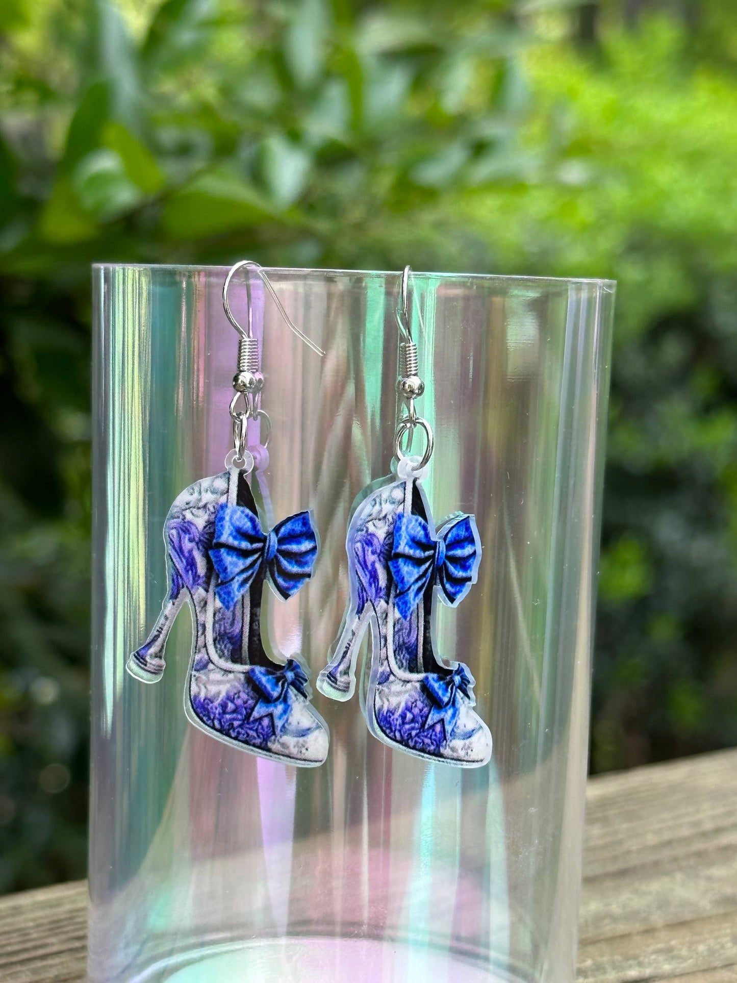 acrylic high heel earrings with bow stylish romantic dangle jewelry