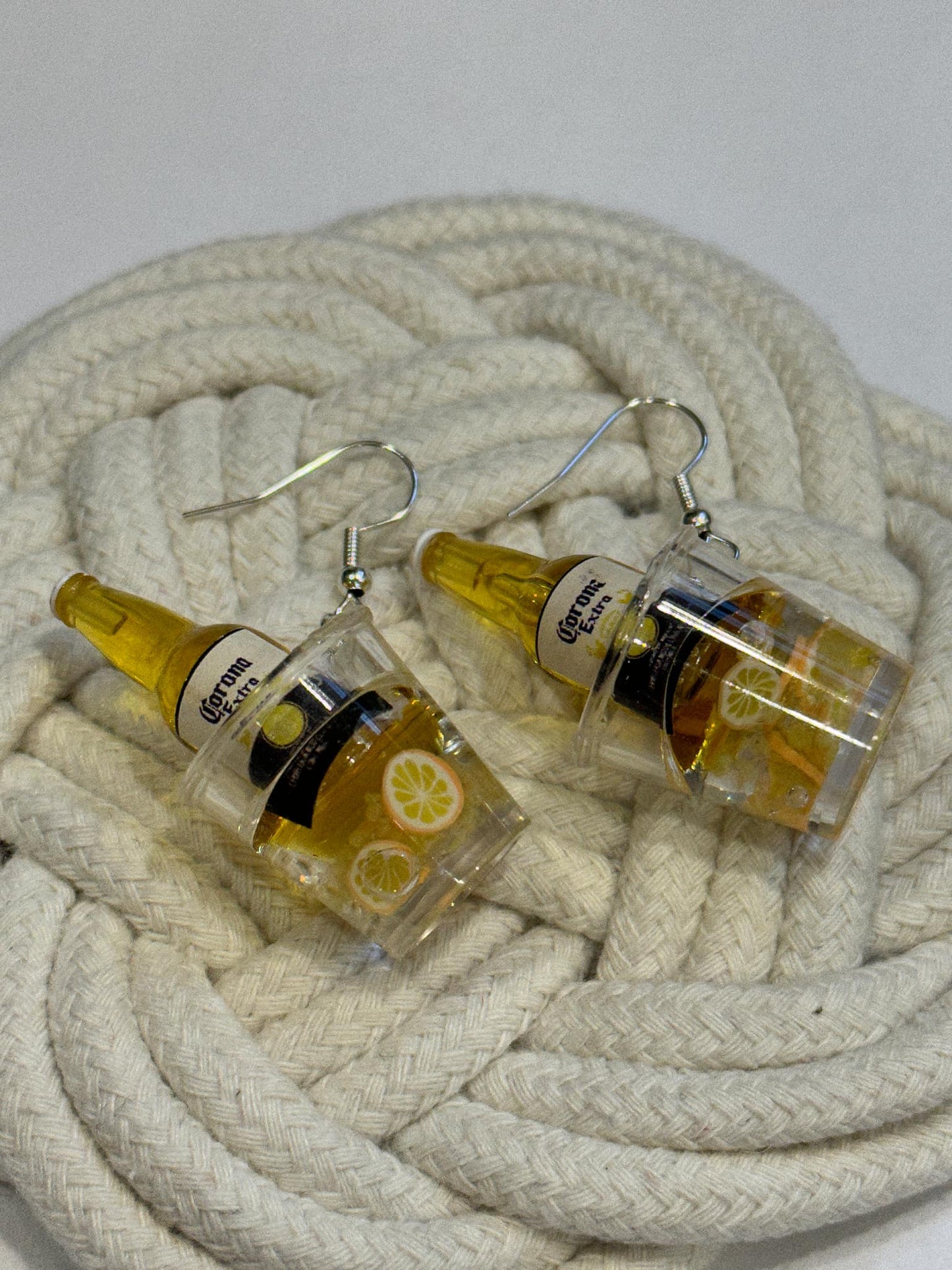 corona inspired dangle earrings beer in ice bucket fun jewelry gift