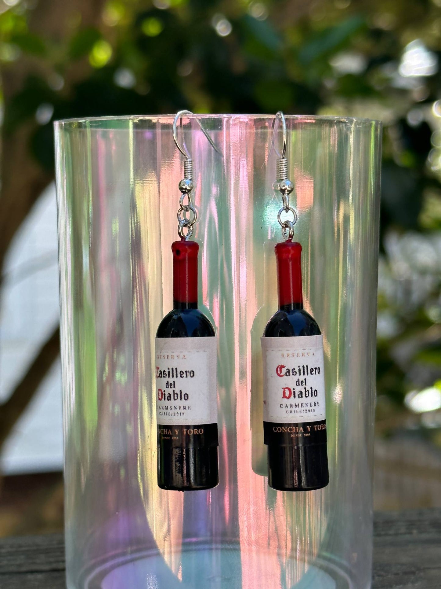 mini wine bottle earrings resin handmade jewelry gift for wine lovers