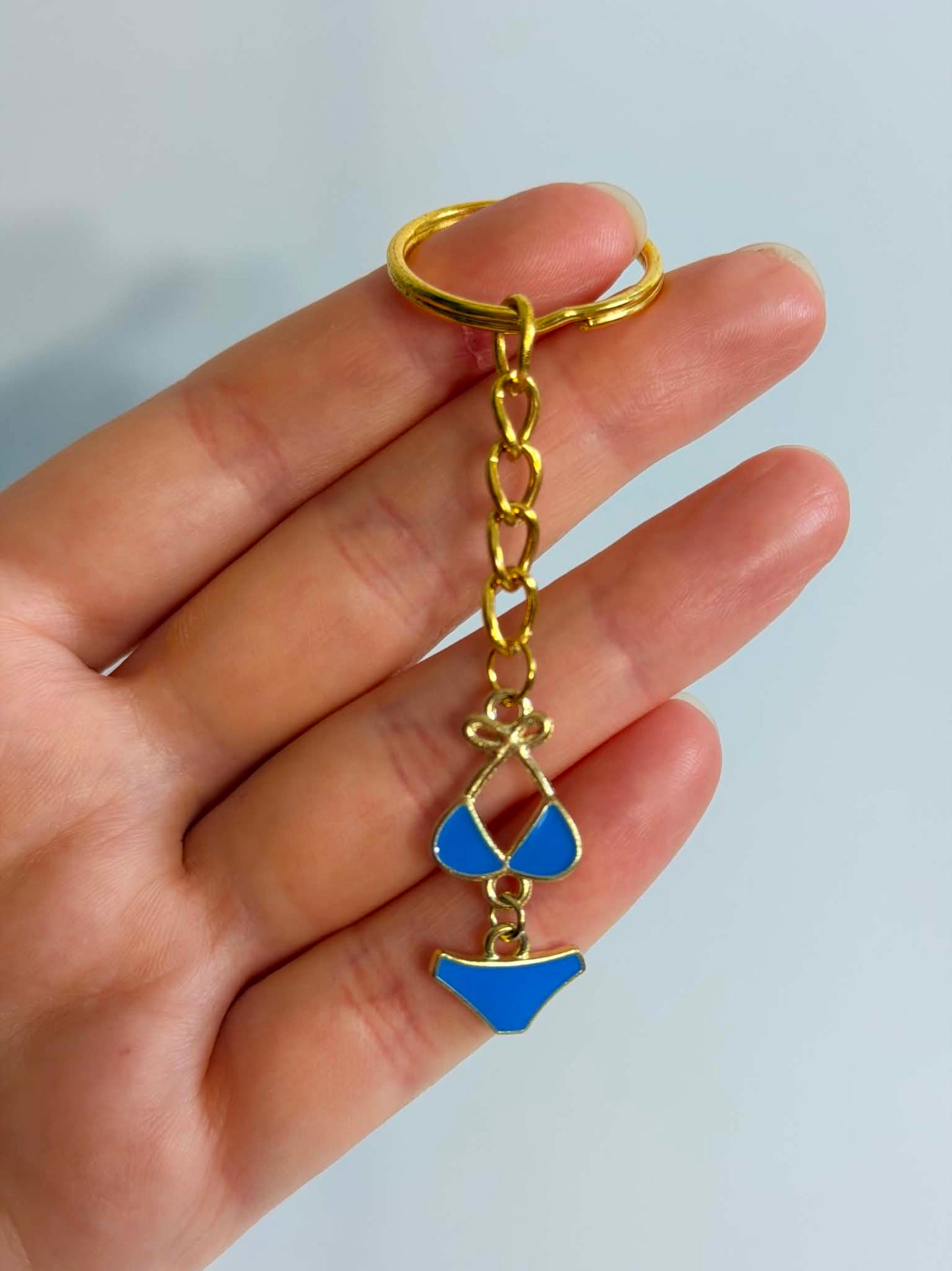Mini Bikini design Keychain. Blue, Accessory for Bags, Keys and Gifts