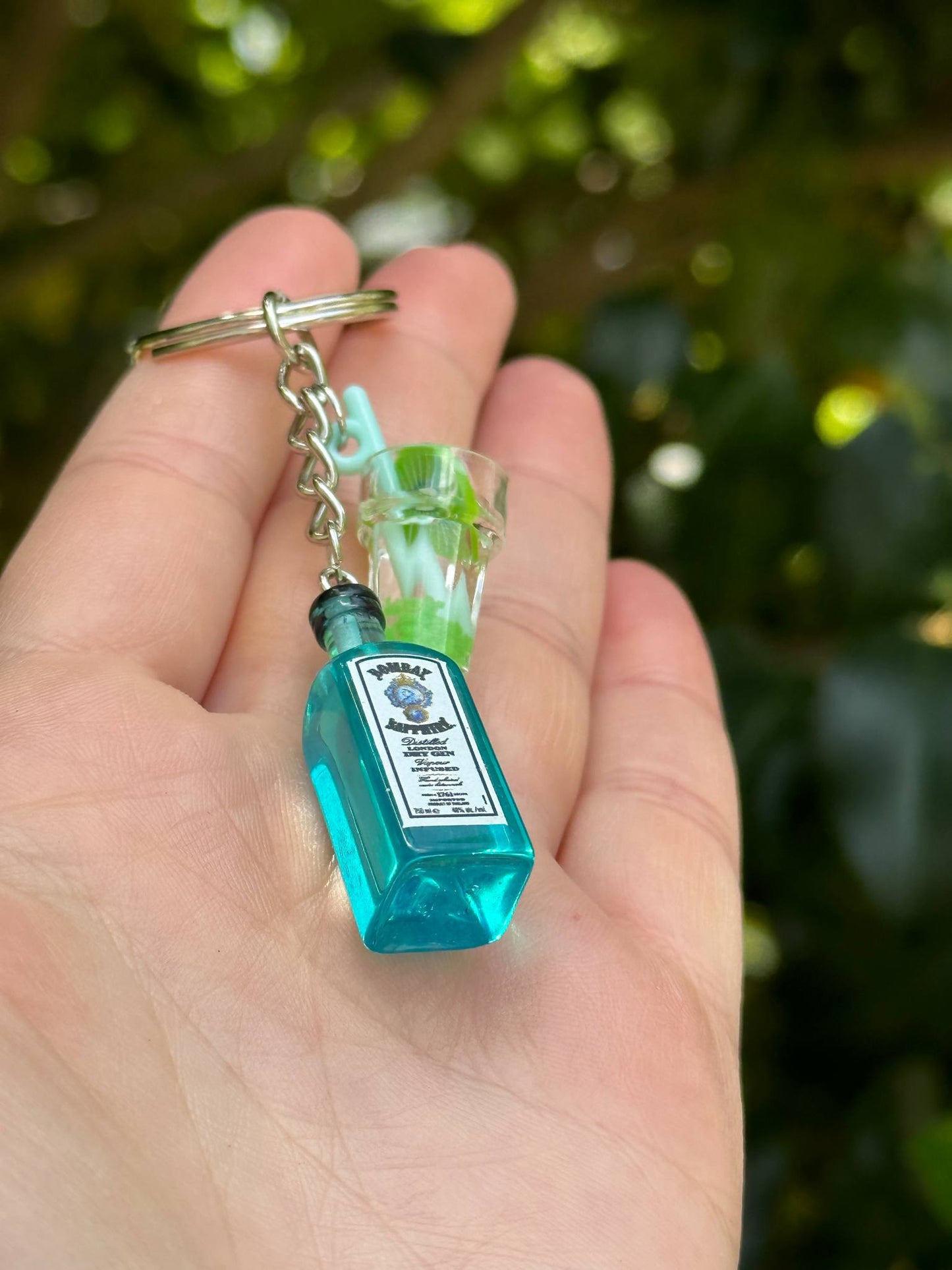 miniature bombay sapphire gin bottle keychain gift for gin lovers