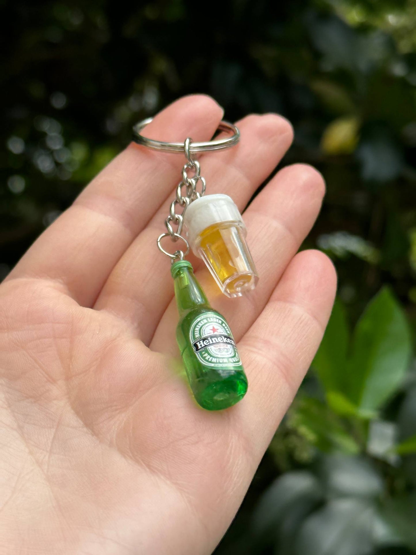 mini Hein beer resin keychain novelty gift accessory for beer lovers
