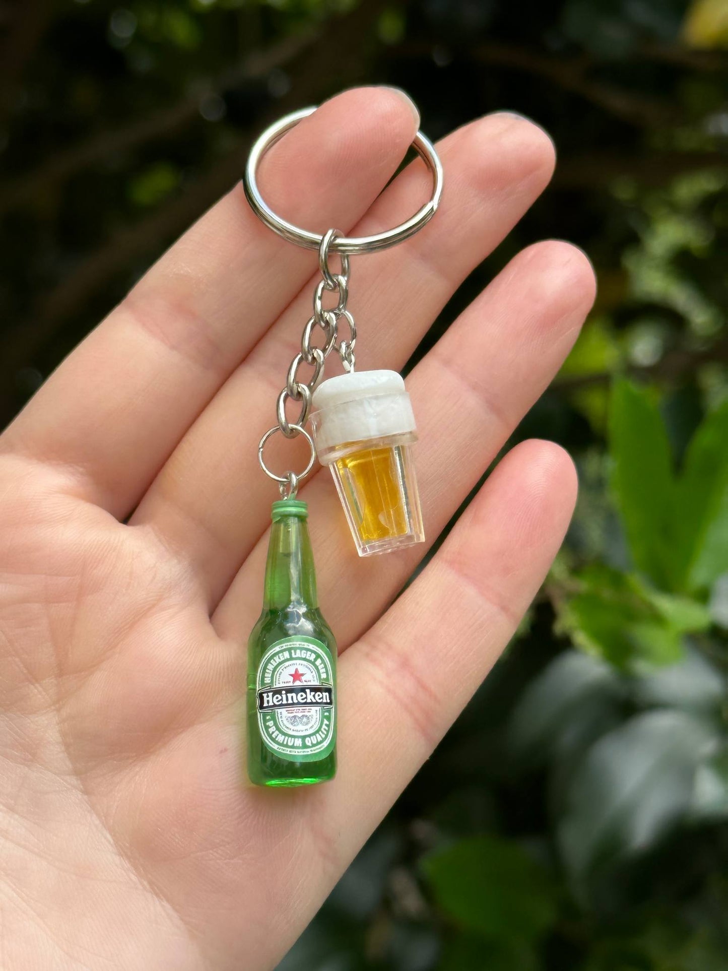 mini Hein beer resin keychain novelty gift accessory for beer lovers