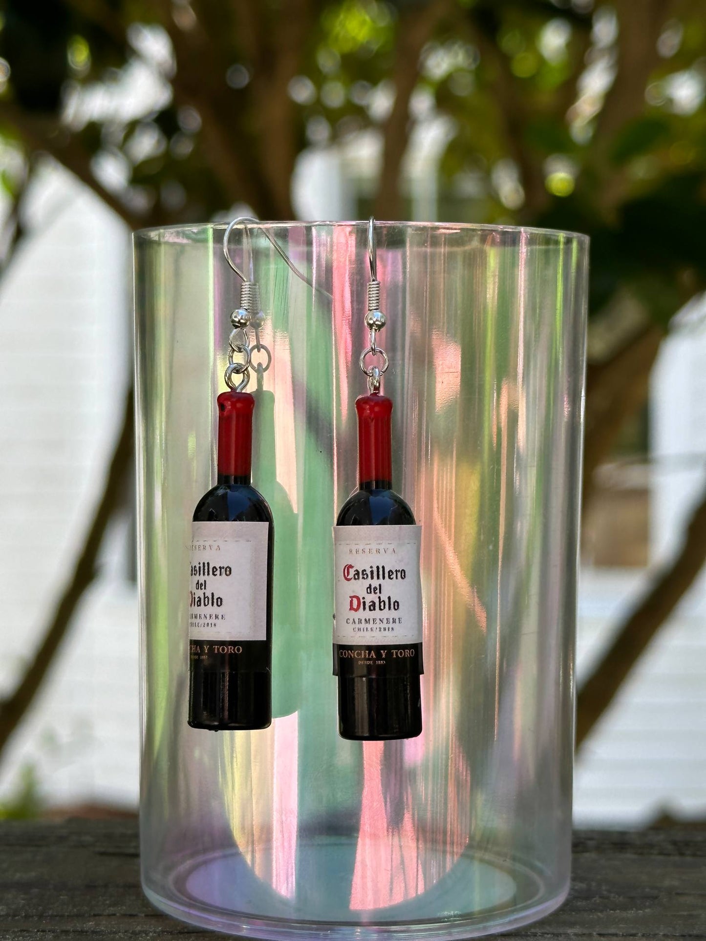mini wine bottle earrings resin handmade jewelry gift for wine lovers