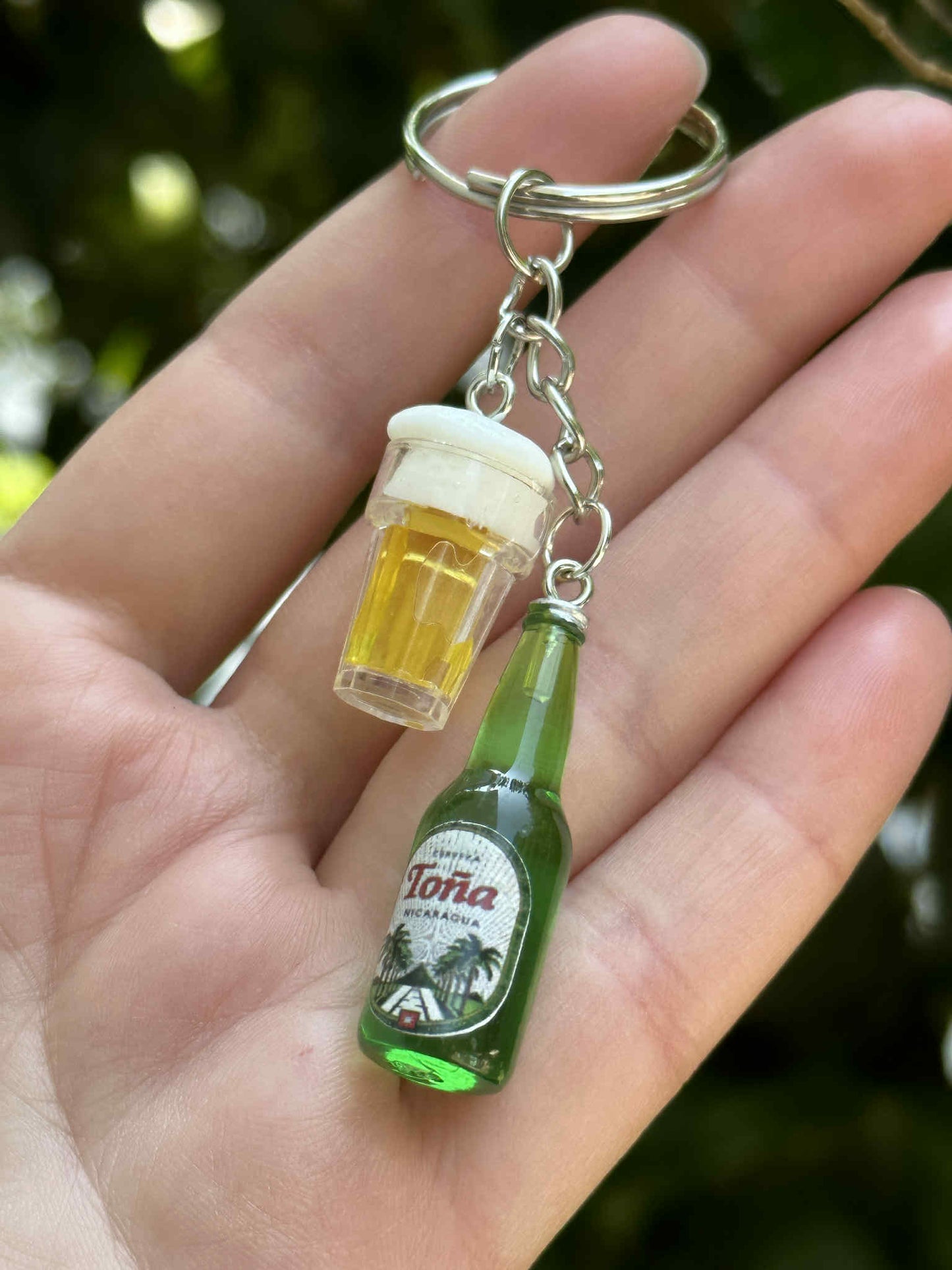 mini Tona beer resin keychain novelty gift fun bar-themed accessory