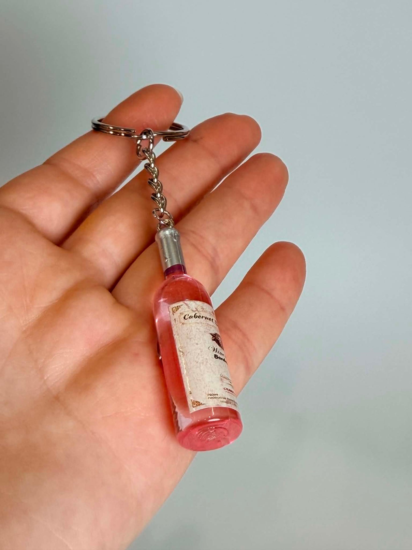 Mini wine drink Bottle Keychain. Accessory for Bags, Keys and Gifts