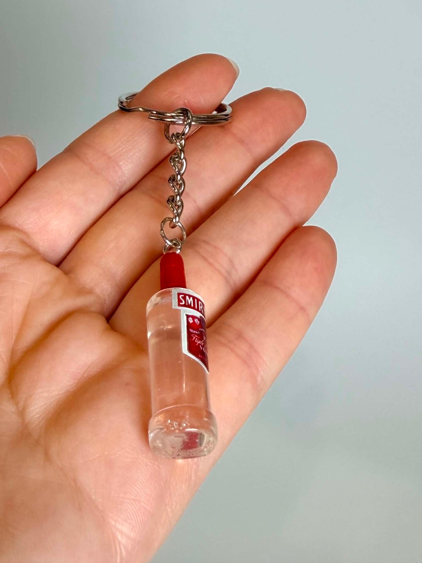 Mini drink Bottle Keychain. Accessory for Bags, Keys and Gifts