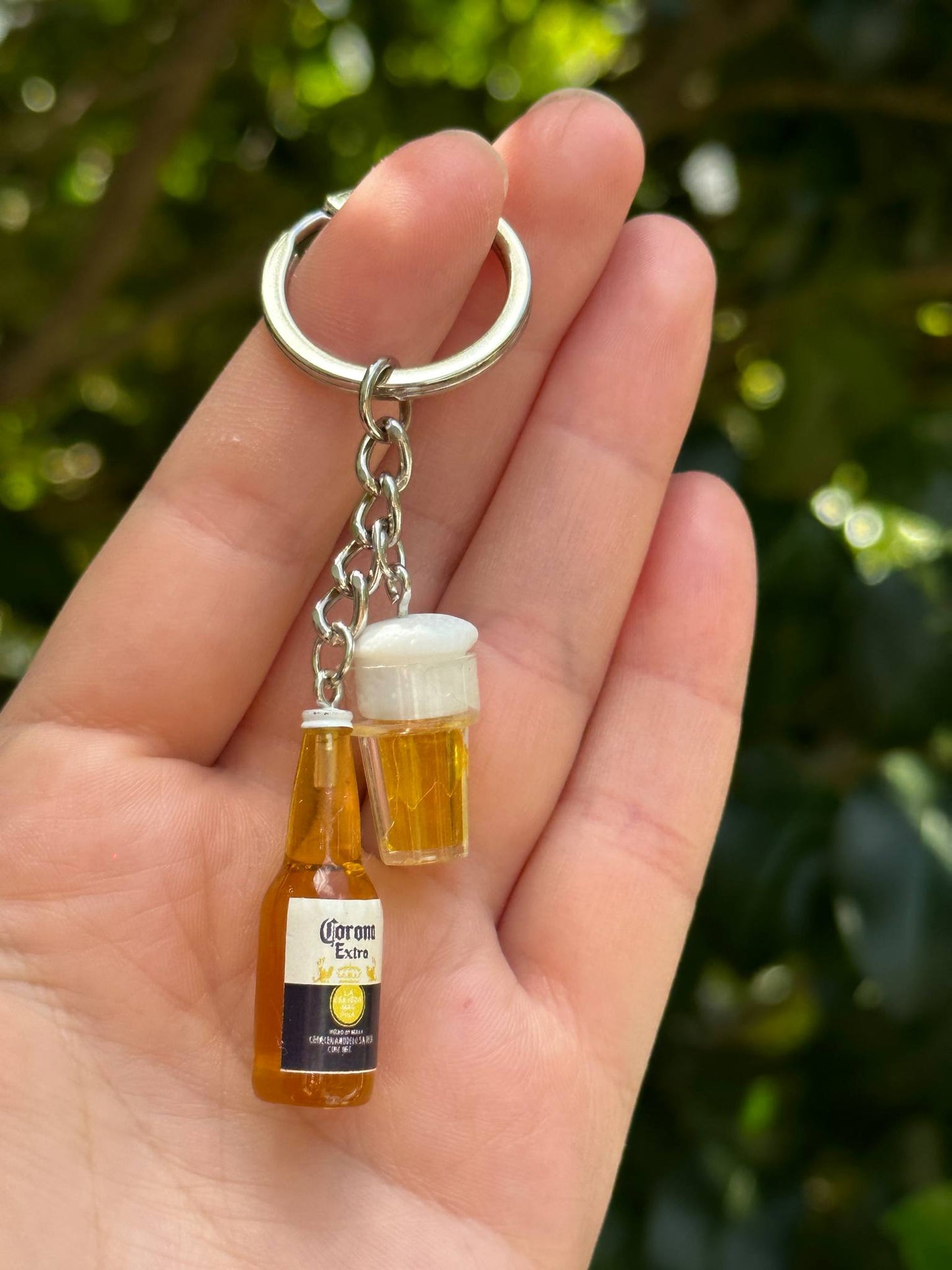 mini corona beer bottle keychain with beer cup charm for beer lovers gift
