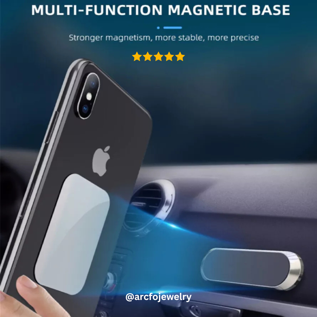 silver magnetic phone holder set 3-piece car mount for dashboard or console