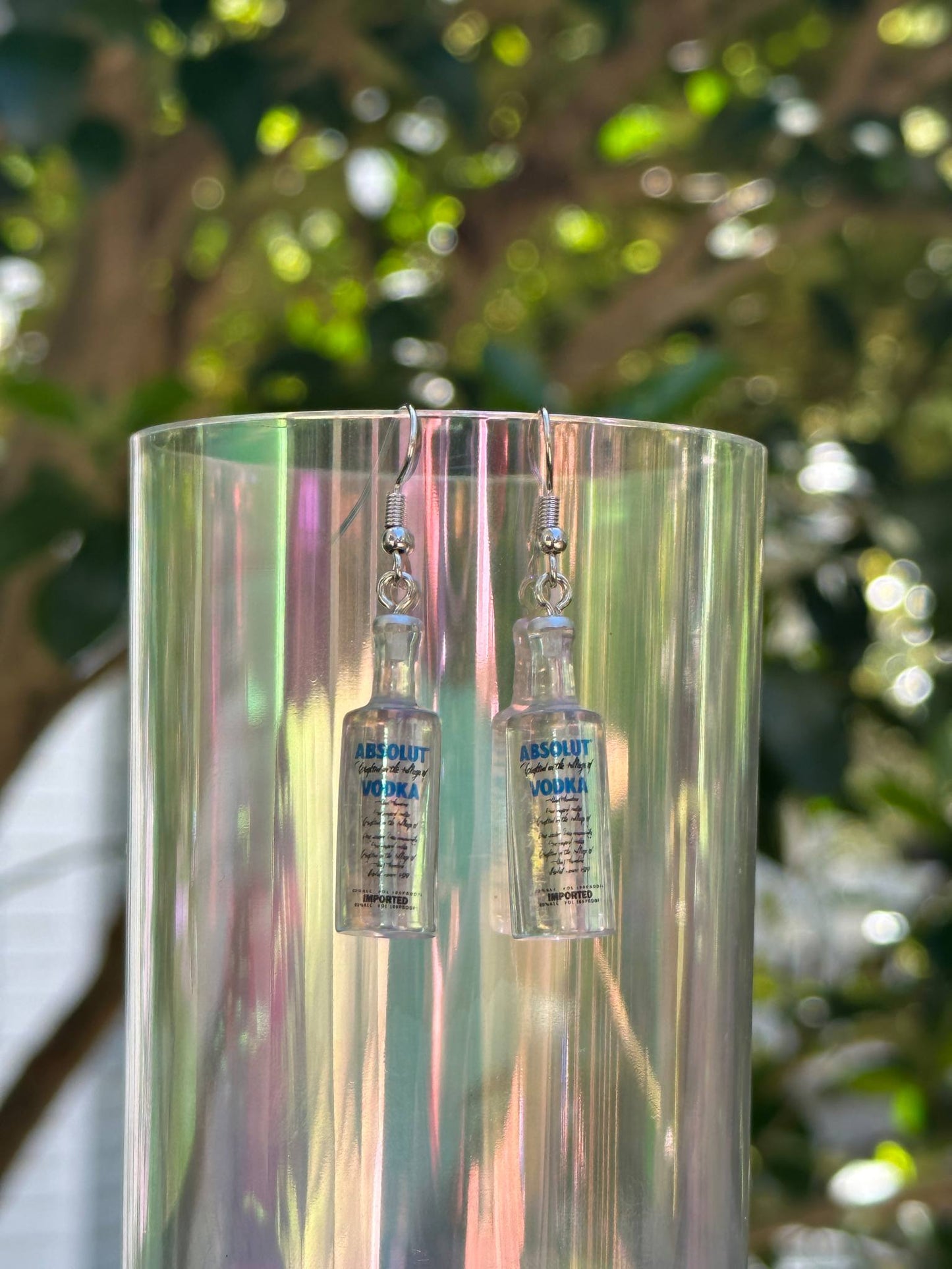 creative transparent vodka bottle earrings resin dangle jewelry for party lovers