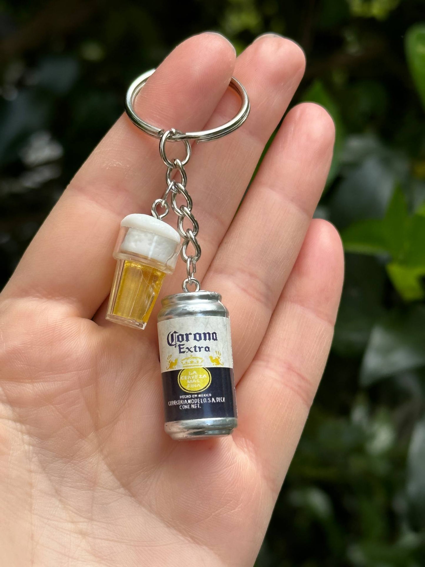 corona beer can keychain with beer cup charm gift for beer lovers