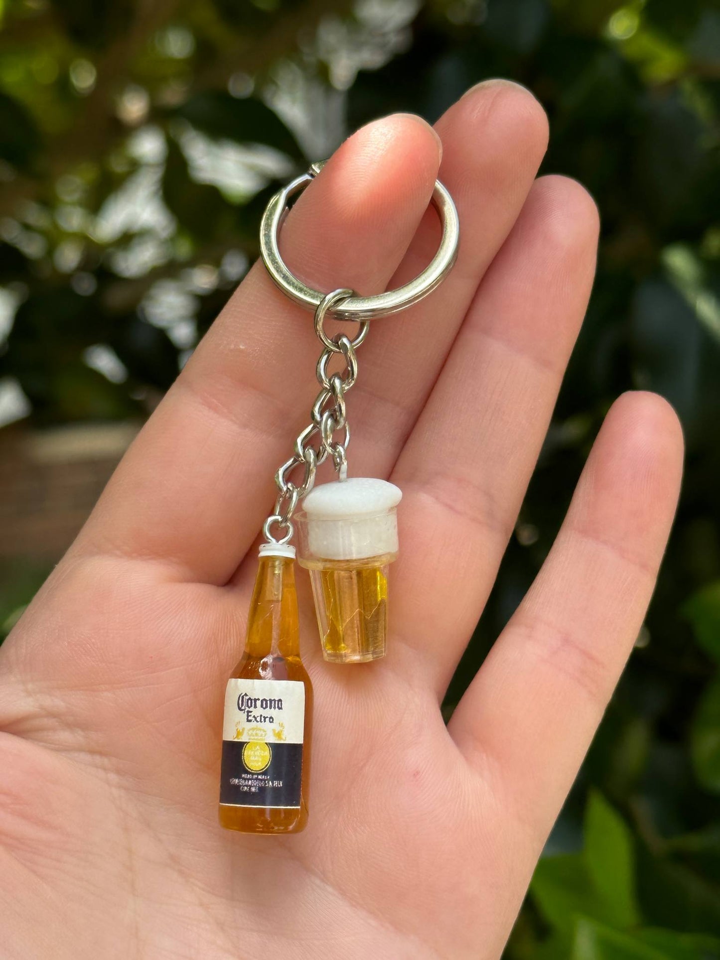 mini corona beer bottle keychain with beer cup charm for beer lovers gift