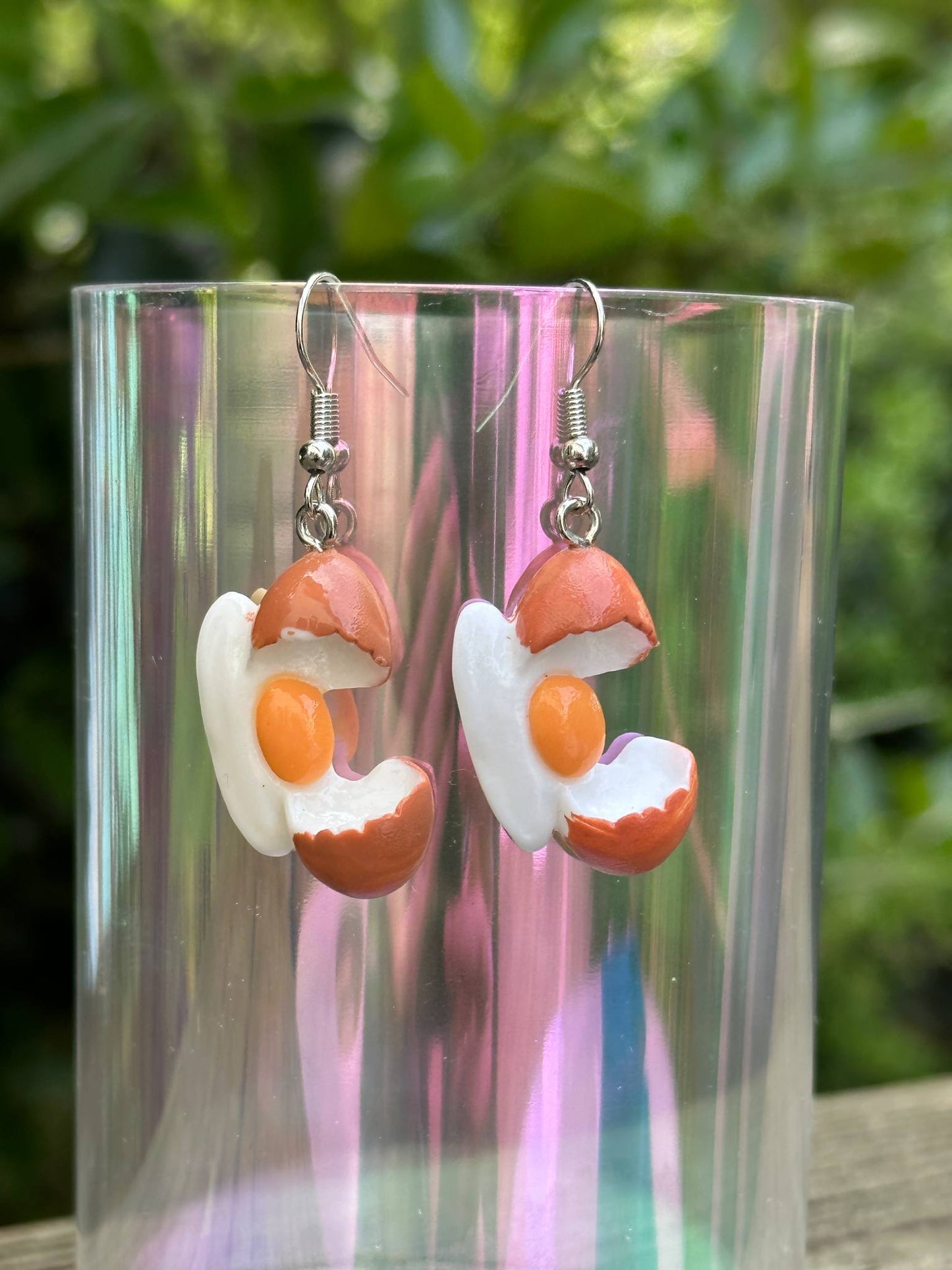 egg drop earrings for women fun polyresin food jewelry quirky style