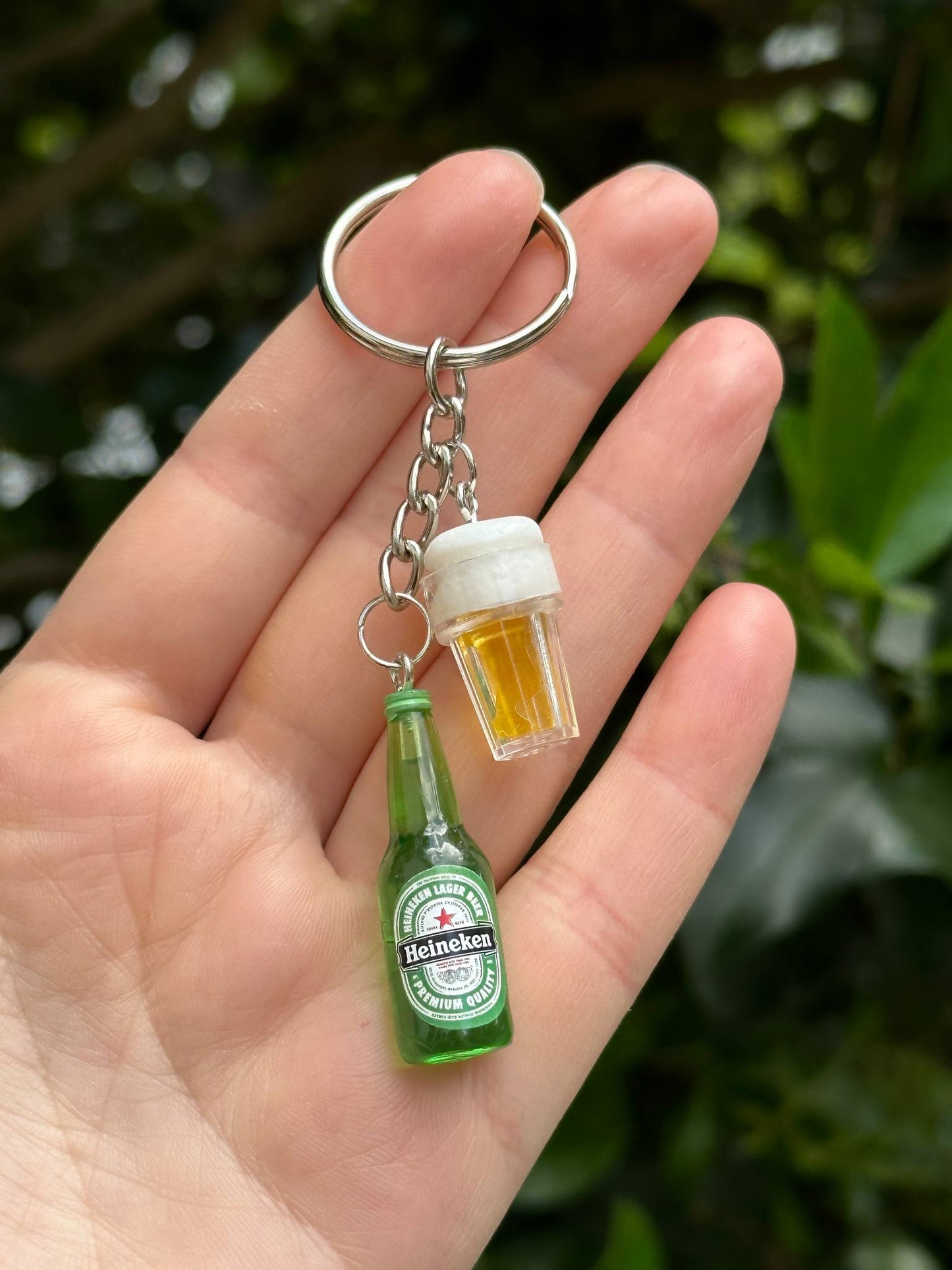 mini Hein beer resin keychain novelty gift accessory for beer lovers