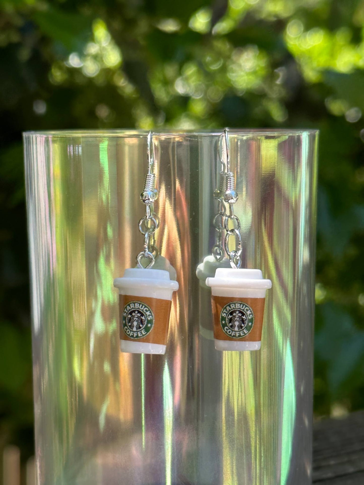 mini starbucks coffee cup earrings handmade fun gift for coffee lovers