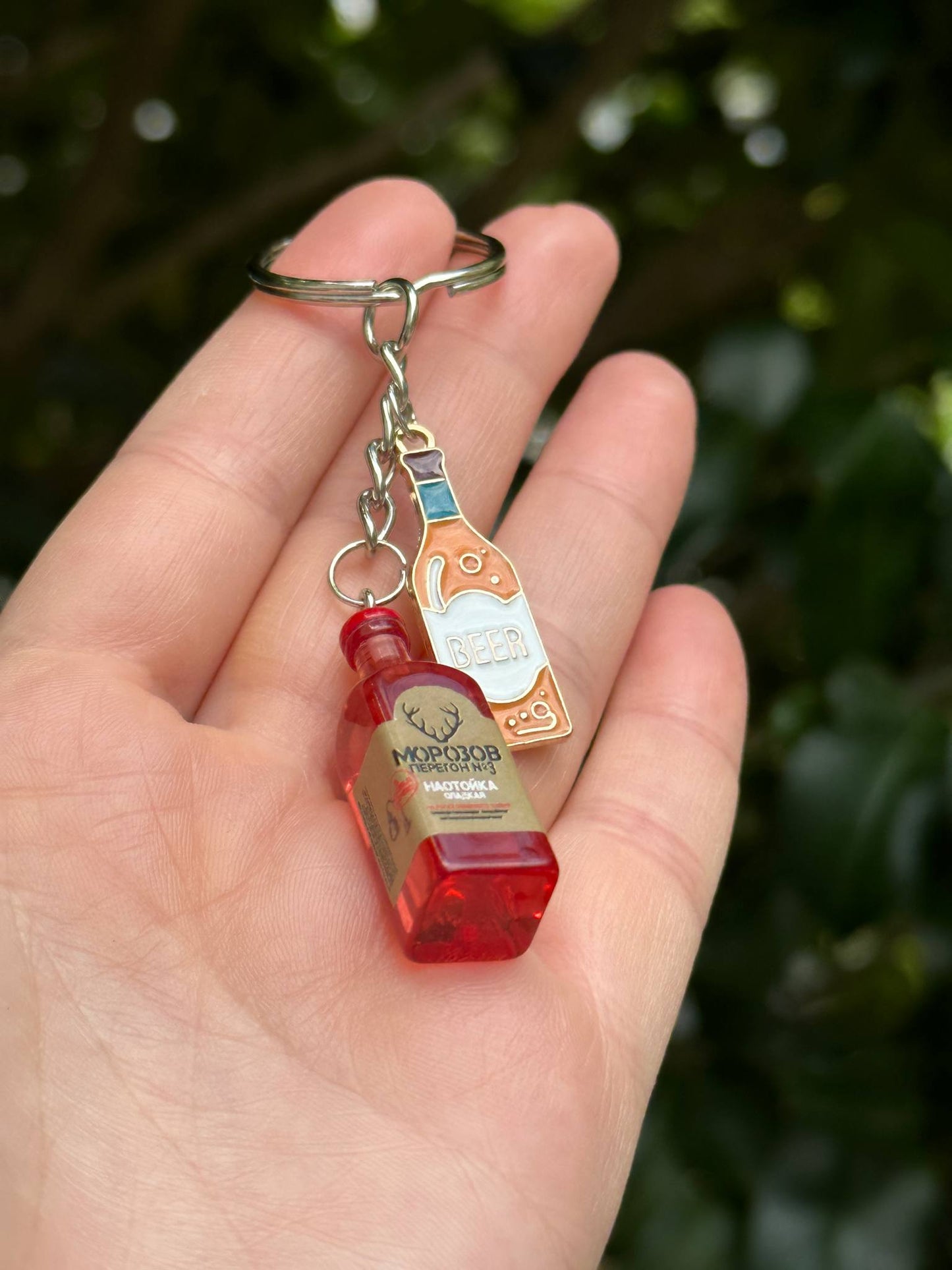 mini vodka bottle keychain with beer charms novelty gift for drink lovers