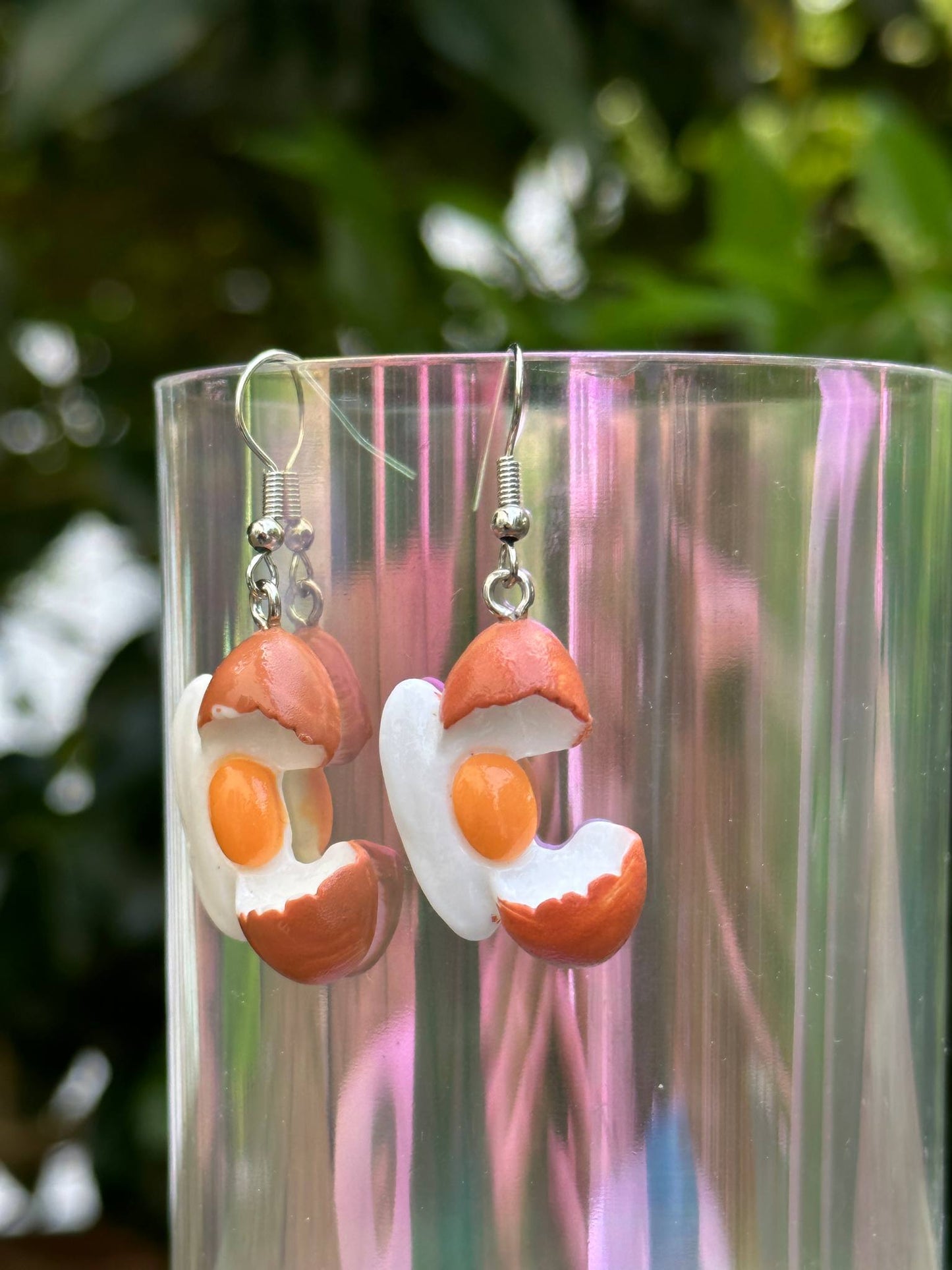 egg drop earrings for women fun polyresin food jewelry quirky style