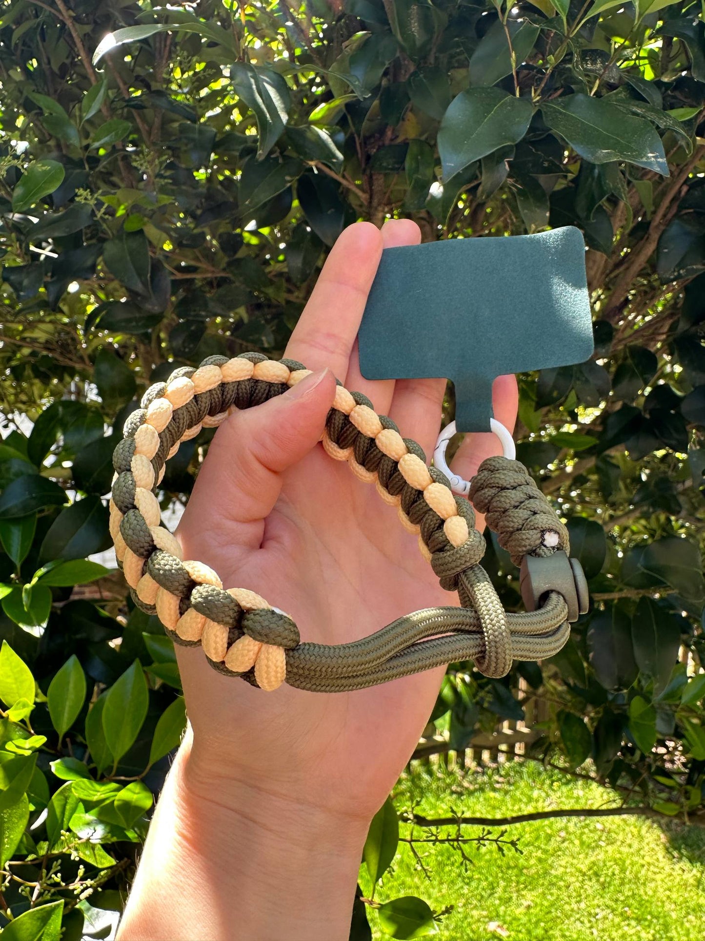 Green Handmade Woven Adjustable Phone Lanyard universal - Green 1 pc